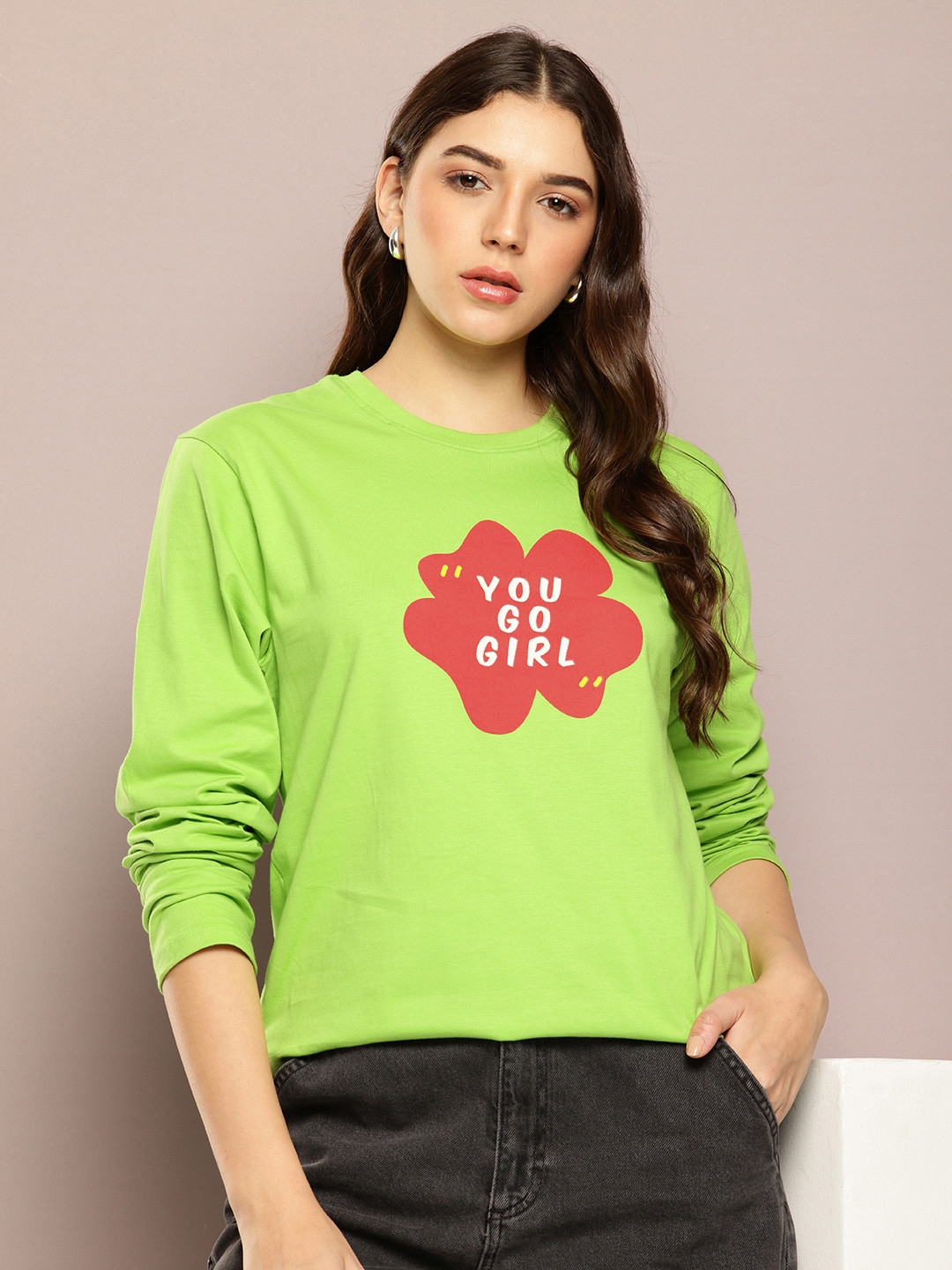 

DILLINGER Drop-Shoulder Sleeves Oversized T-shirt with Typography Detail, Green
