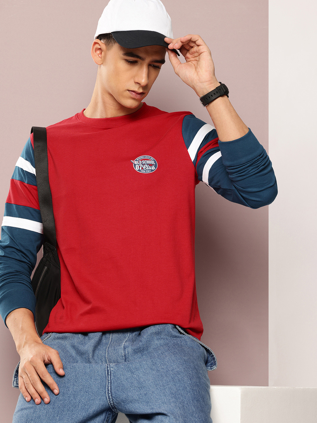 

DILLINGER Pure Cotton Long Sleeves Casual T-shirt, Red