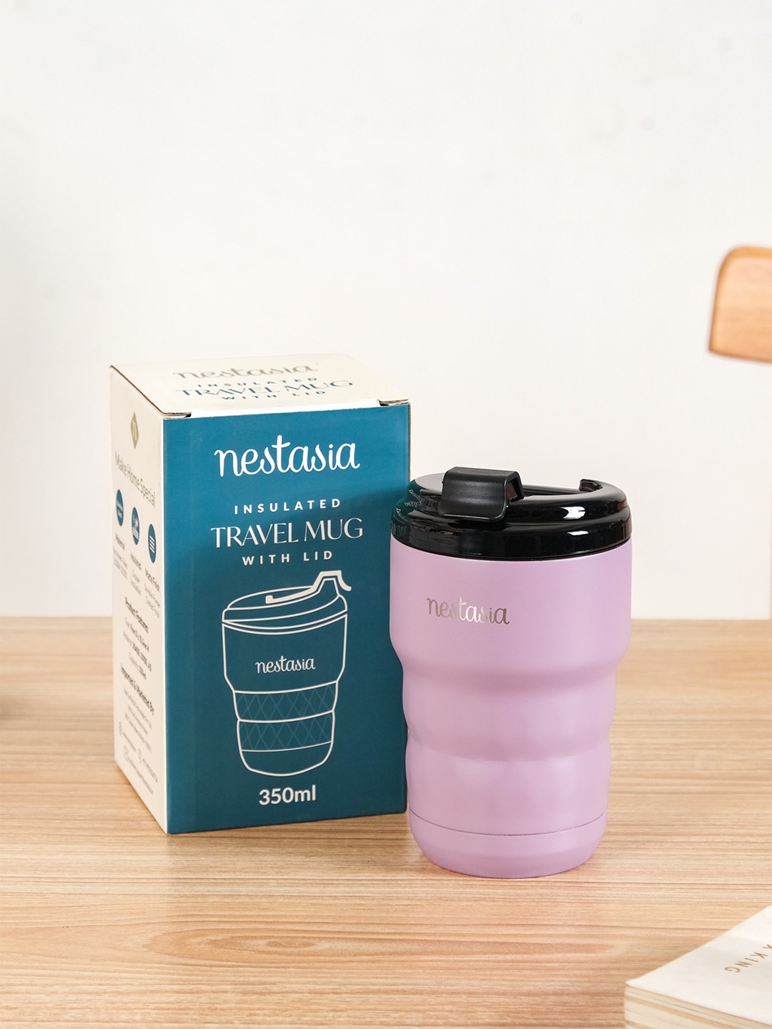 

Nestasia Mauve & Black Insulated Coffee Tumbler With Diamond Grip 350 ml