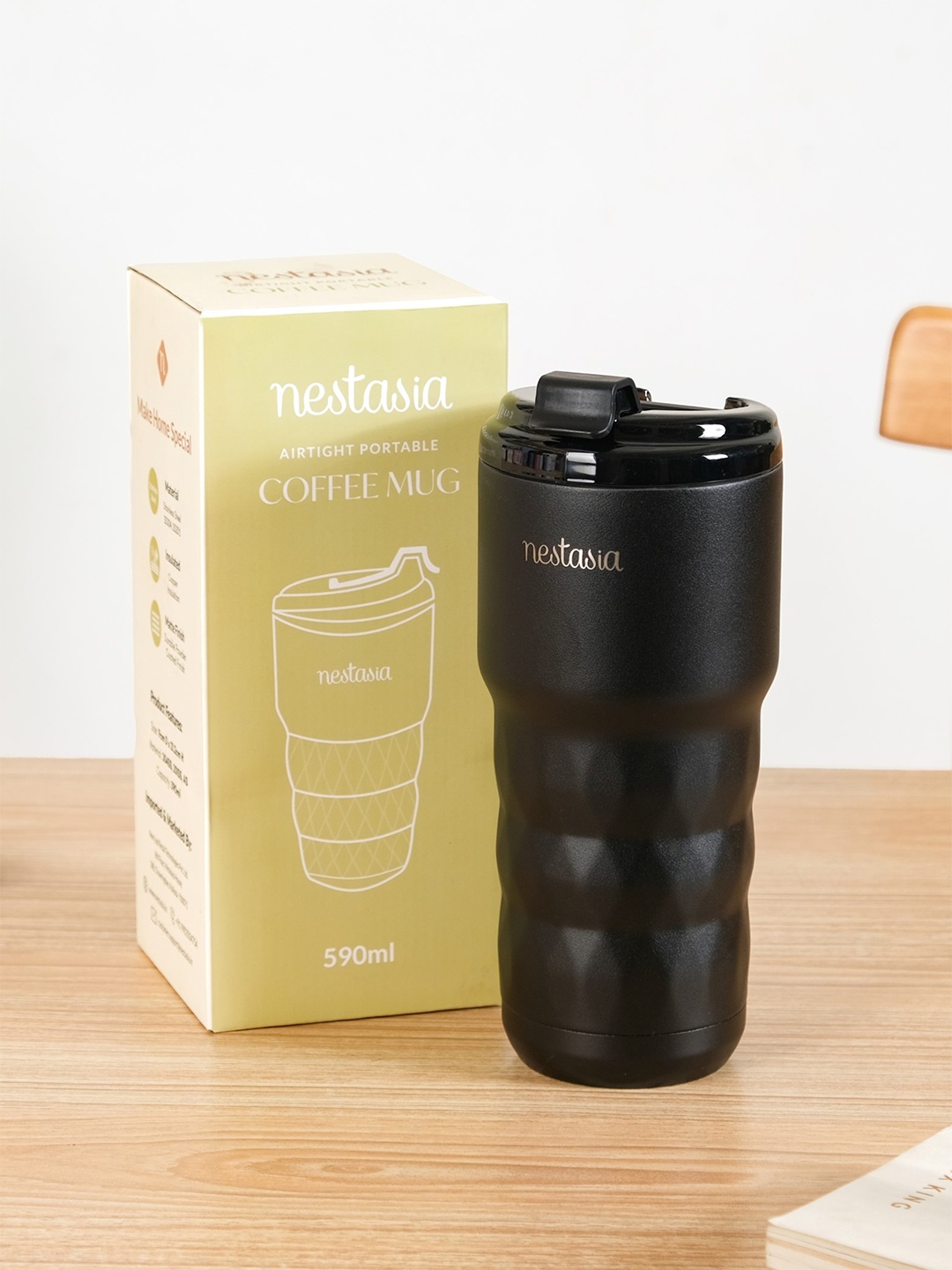 

Nestasia Black Stainless Steel Insulated Travel Tumbler 590ml