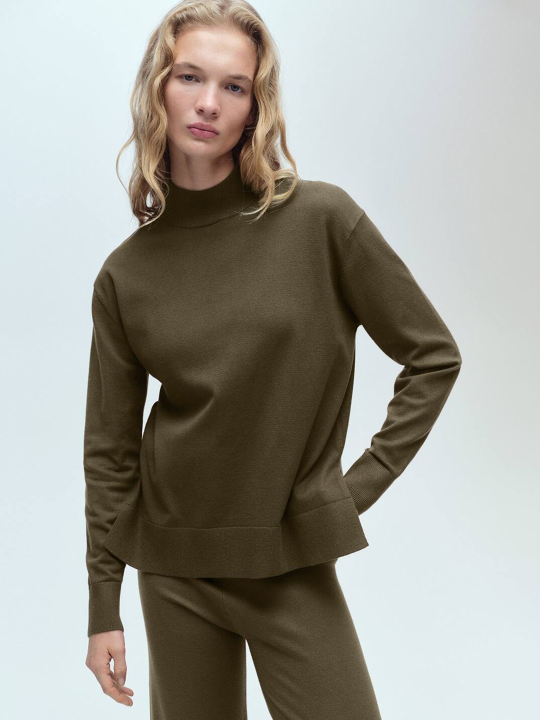 

MANGO High Neck Pullover, Olive