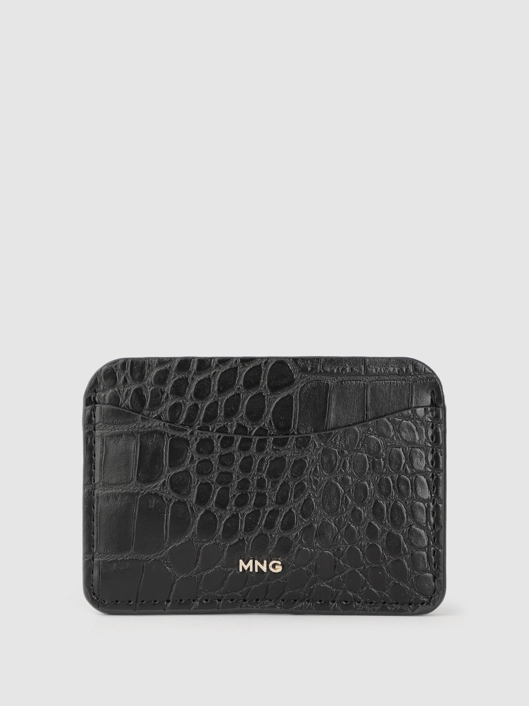 

MANGO Women Animal Textured Card Holder, Black