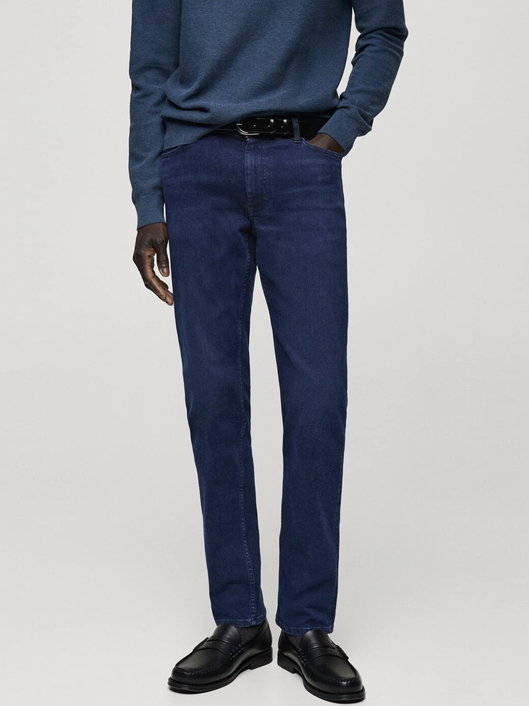 

MANGO MAN Straight Fit Mid-Rise Jeans, Blue