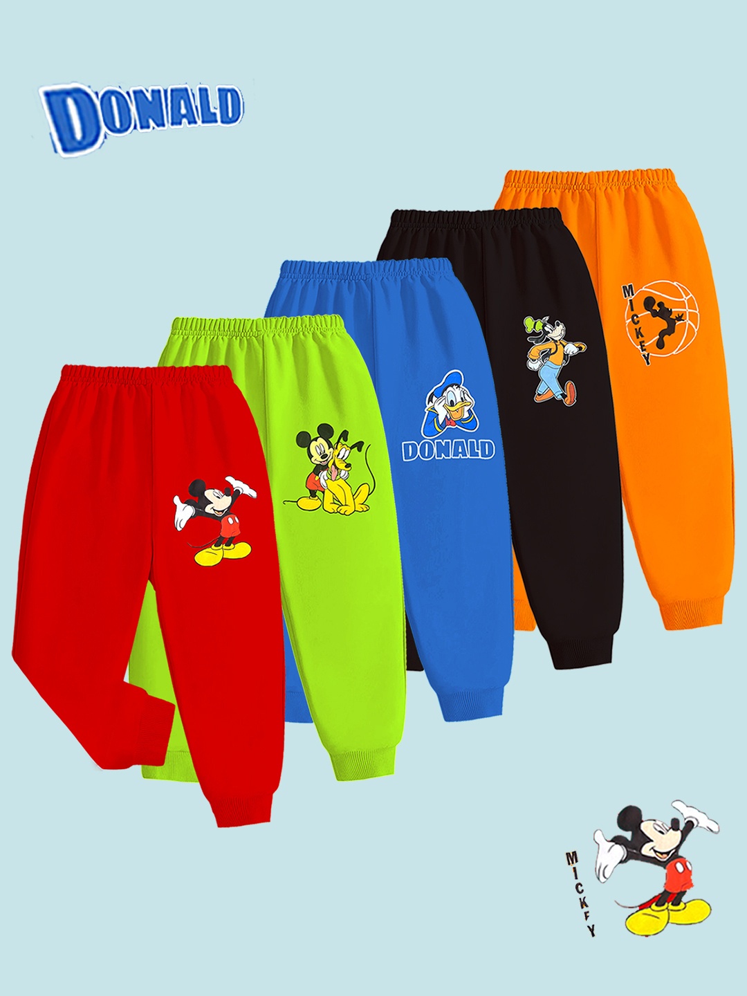 

Disney By Miss and Chief Boys Pack Of 5 Printed Joggers, Green