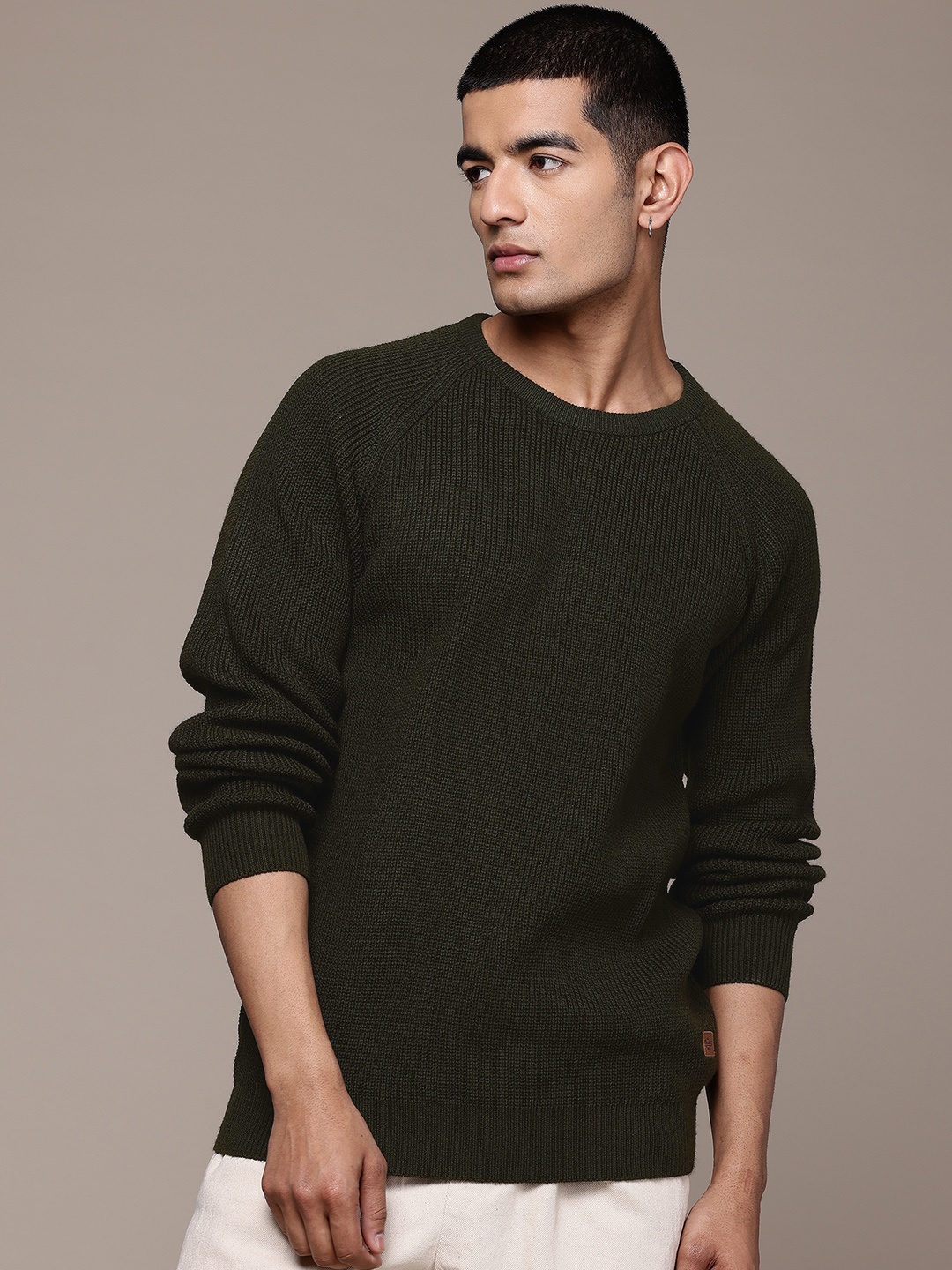 

The Roadster Lifestyle Co. Ribbed Raglan Sleeve Pullover, Olive