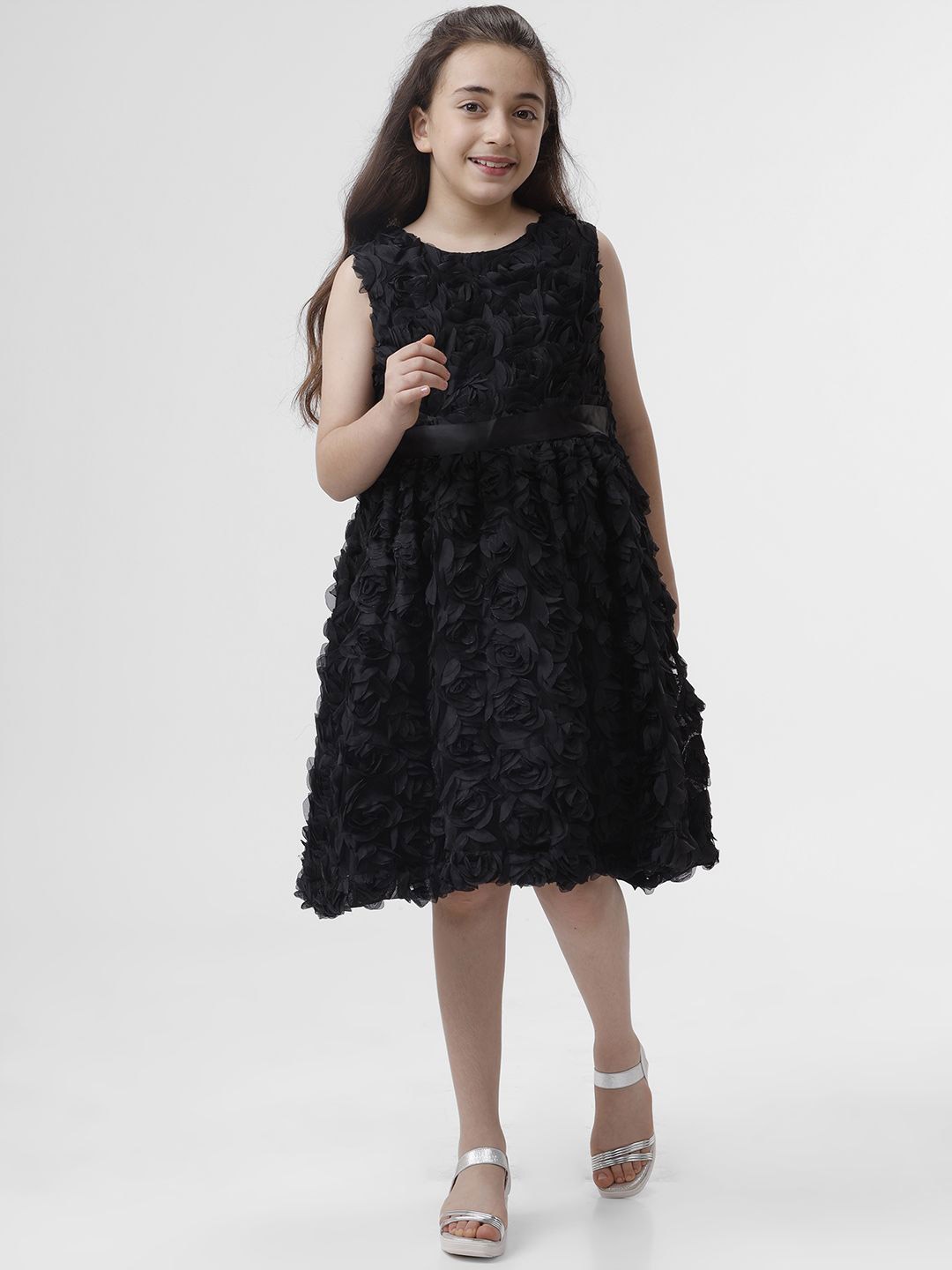 

KATE & OSCAR Girls Sleeveless Fit & Flare Dress, Black