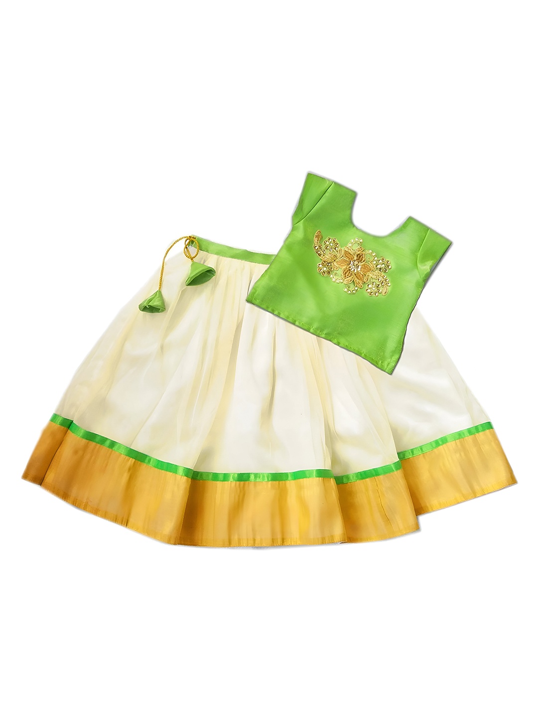 

STANWELLS KIDS Girls Embroidered Printed Lehenga Choli Dress, Green