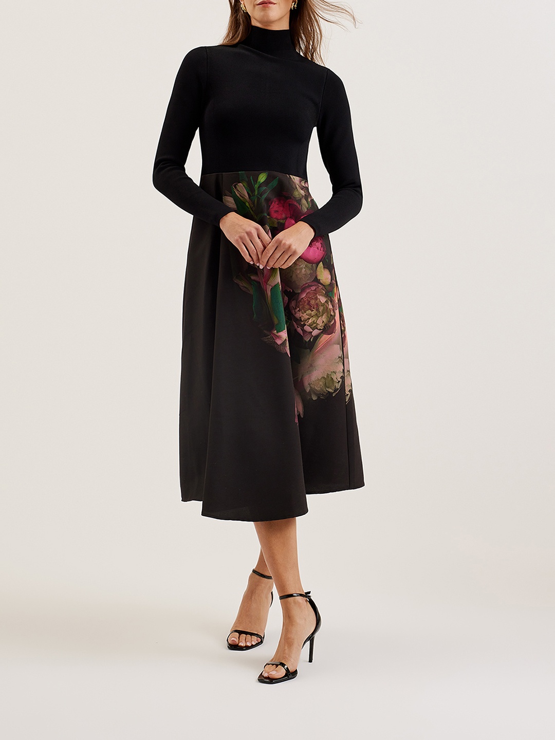 

Ted Baker Women Floral Printed Fit & Flare Midi Dress, Black