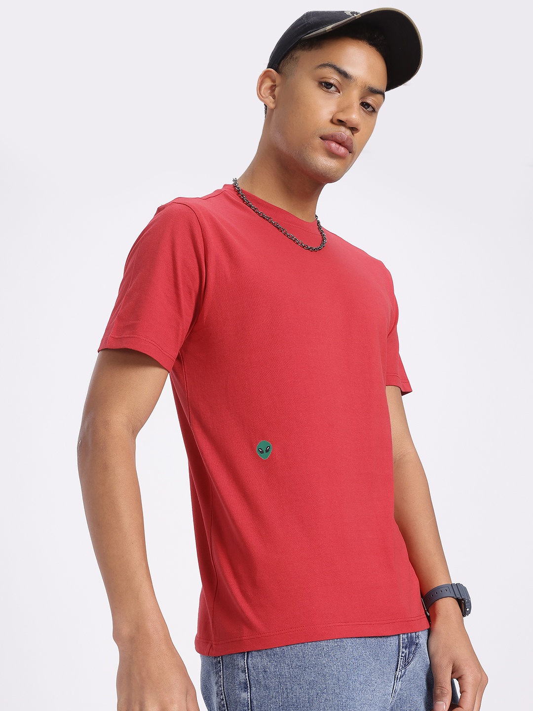 

glitchez Cosmic Camo-ed Print Detail T-shirt, Red