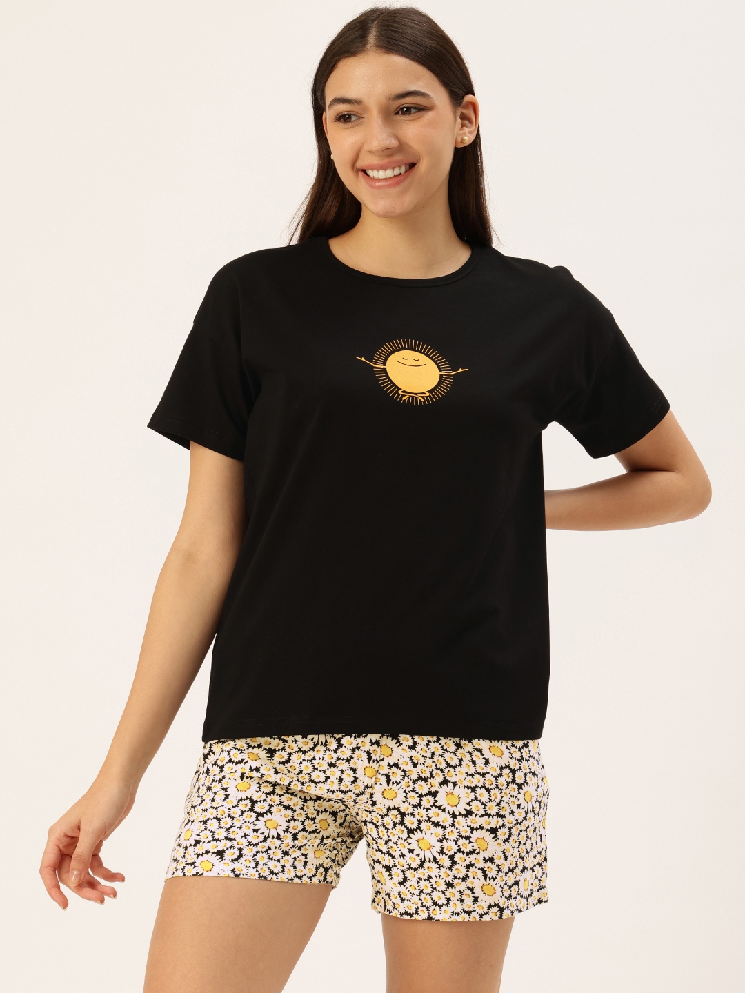 

Clt.s Printed T-shirt With Shorts Night suits, Black