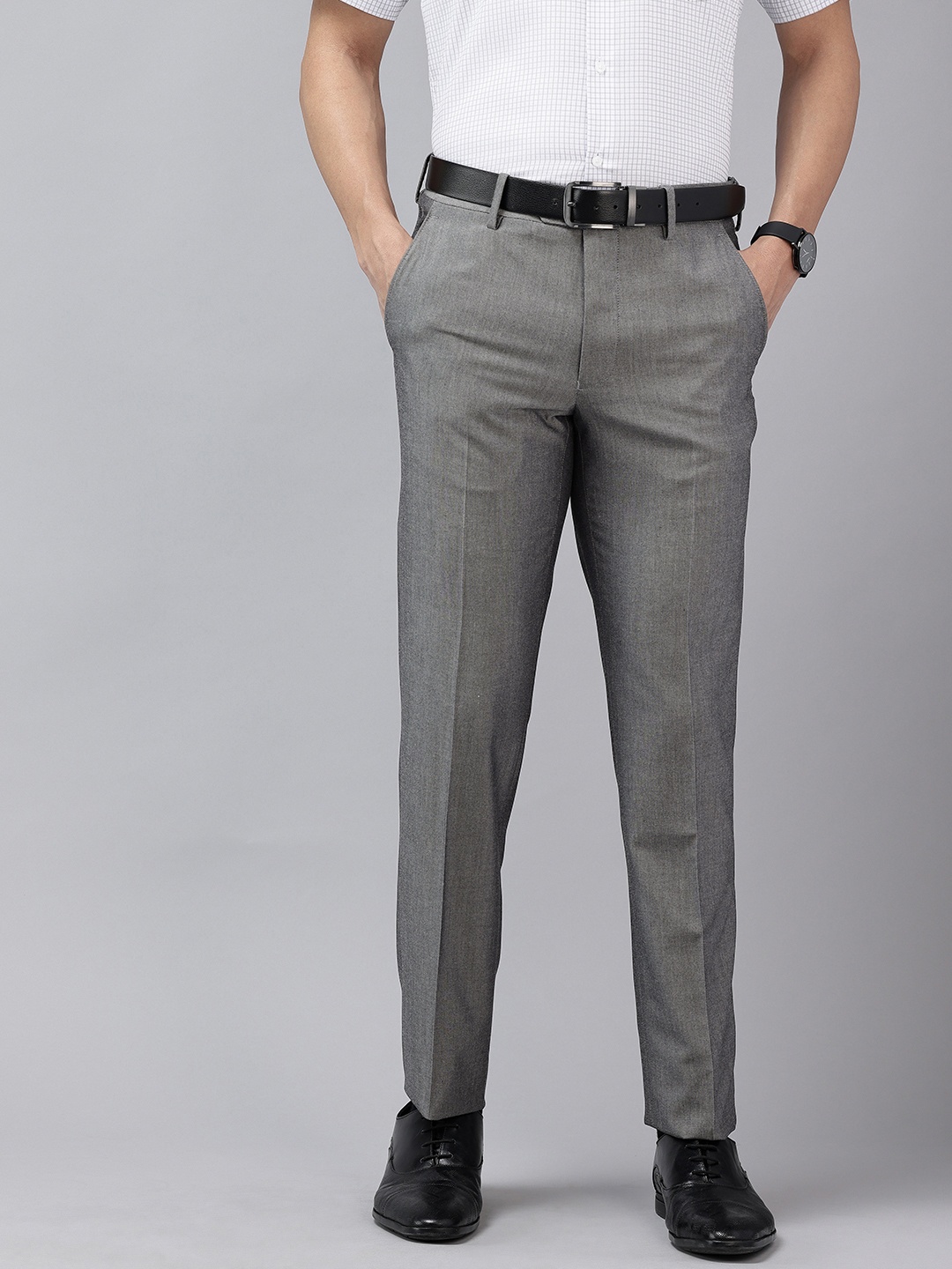 

Van Heusen Men Slim Fit Formal Trousers, Grey