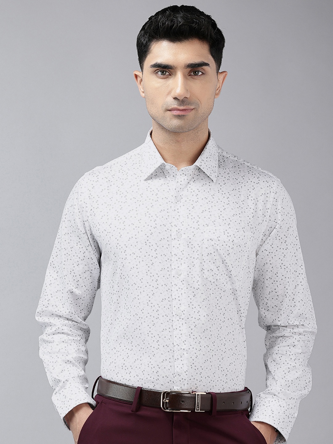 

Van Heusen Slim Fit Floral Printed Pure Cotton Formal Shirt, White