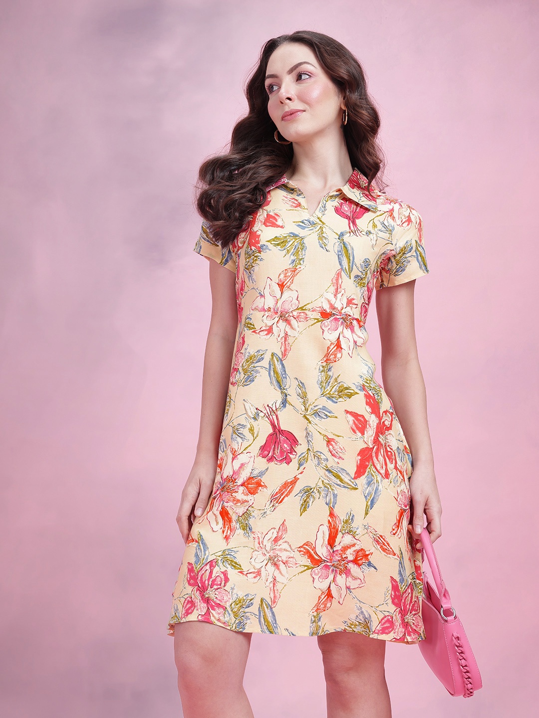 

DressBerry Floral Print A-Line Dress, Cream