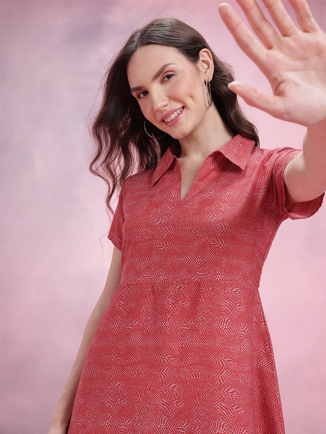 

DressBerry Printed A-Line Dress, Red