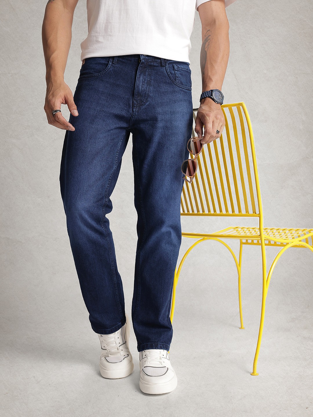 

WROGN Men Anti Fit Jeans, Navy blue