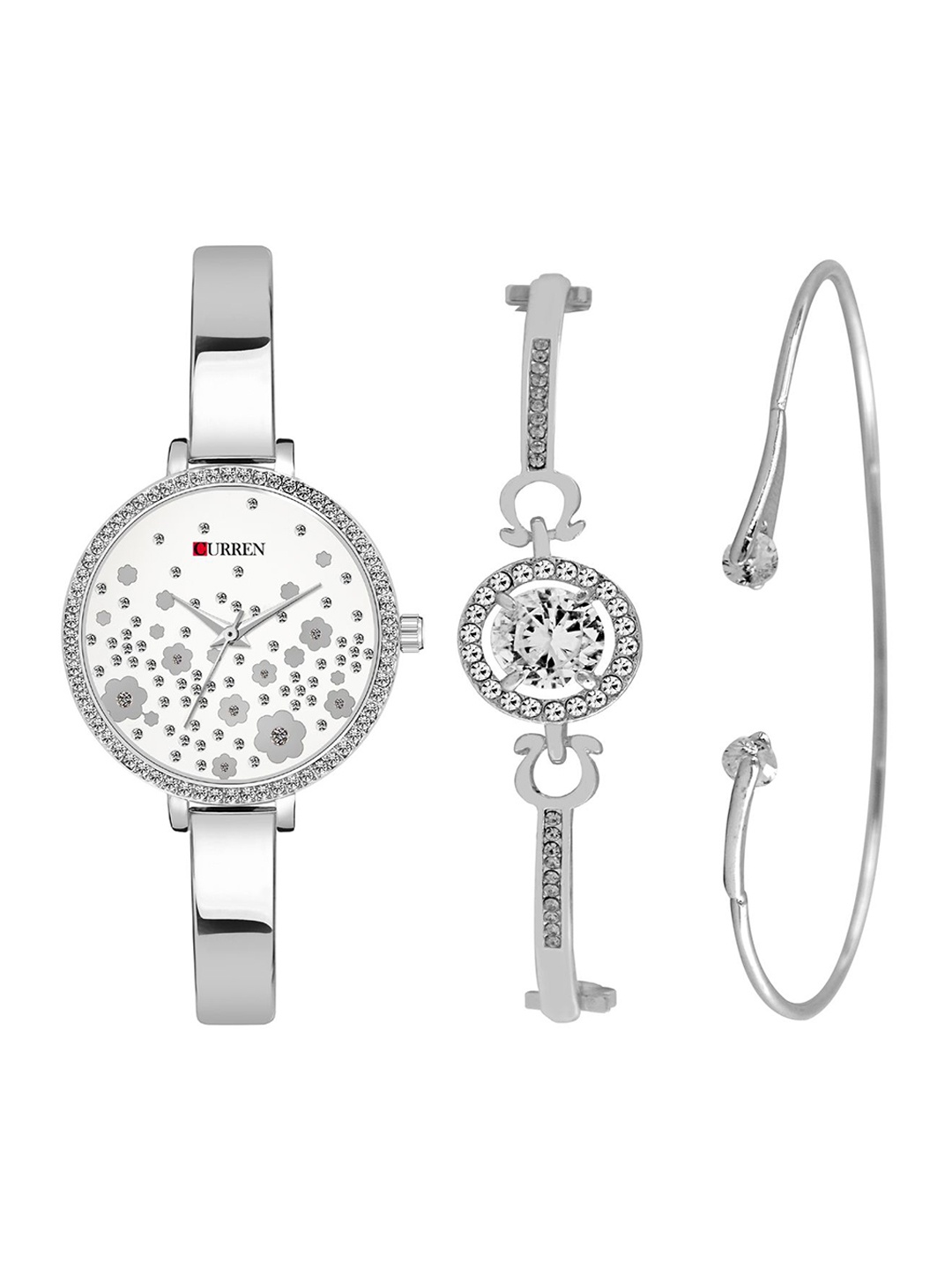 

Curren Women Embellished Analogue Watch 1842-SFW+JW-17&19, White