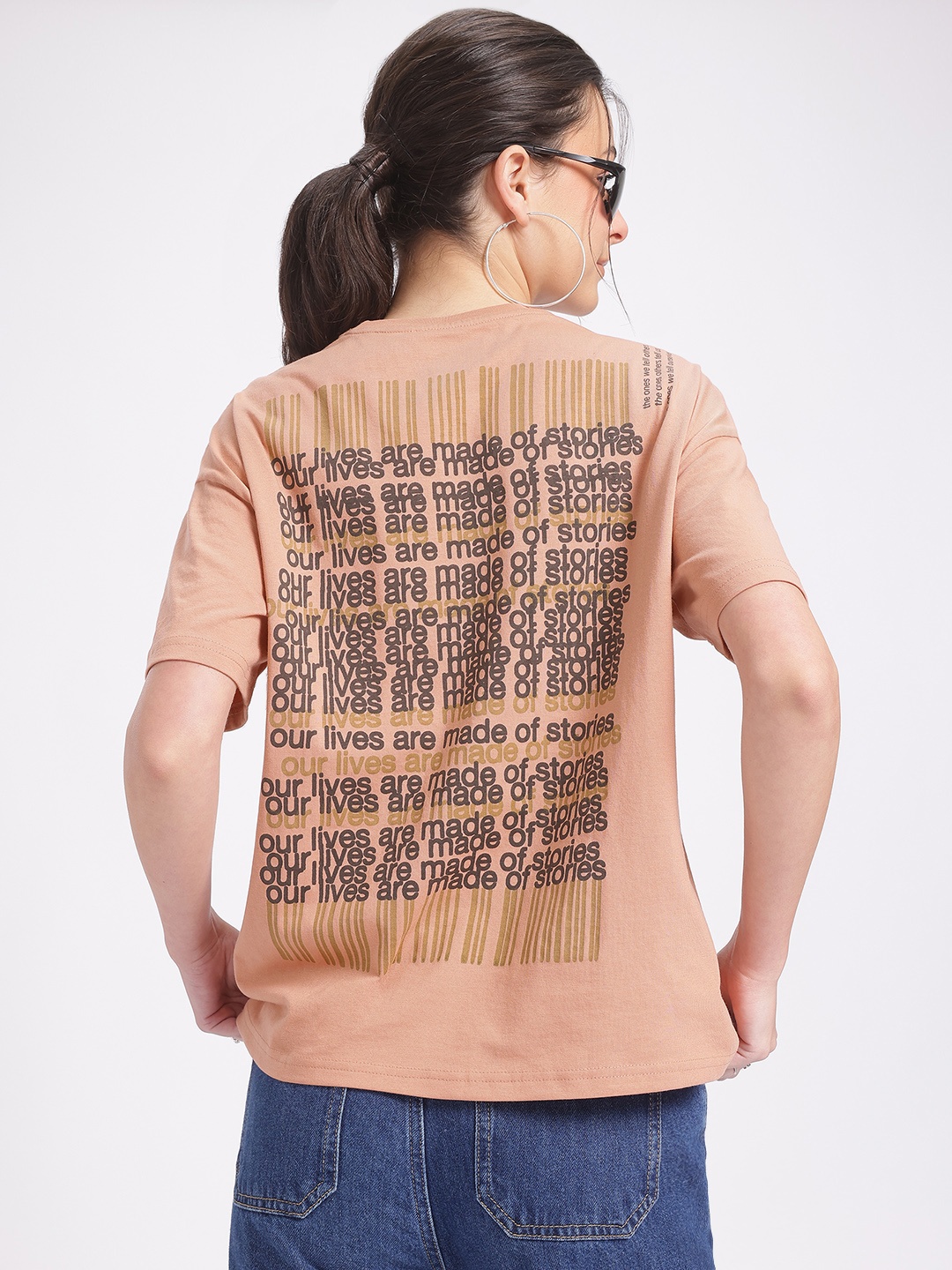 

glitchez Carpe Diem Dropped Sleeve Oversized T-Shirt, Beige
