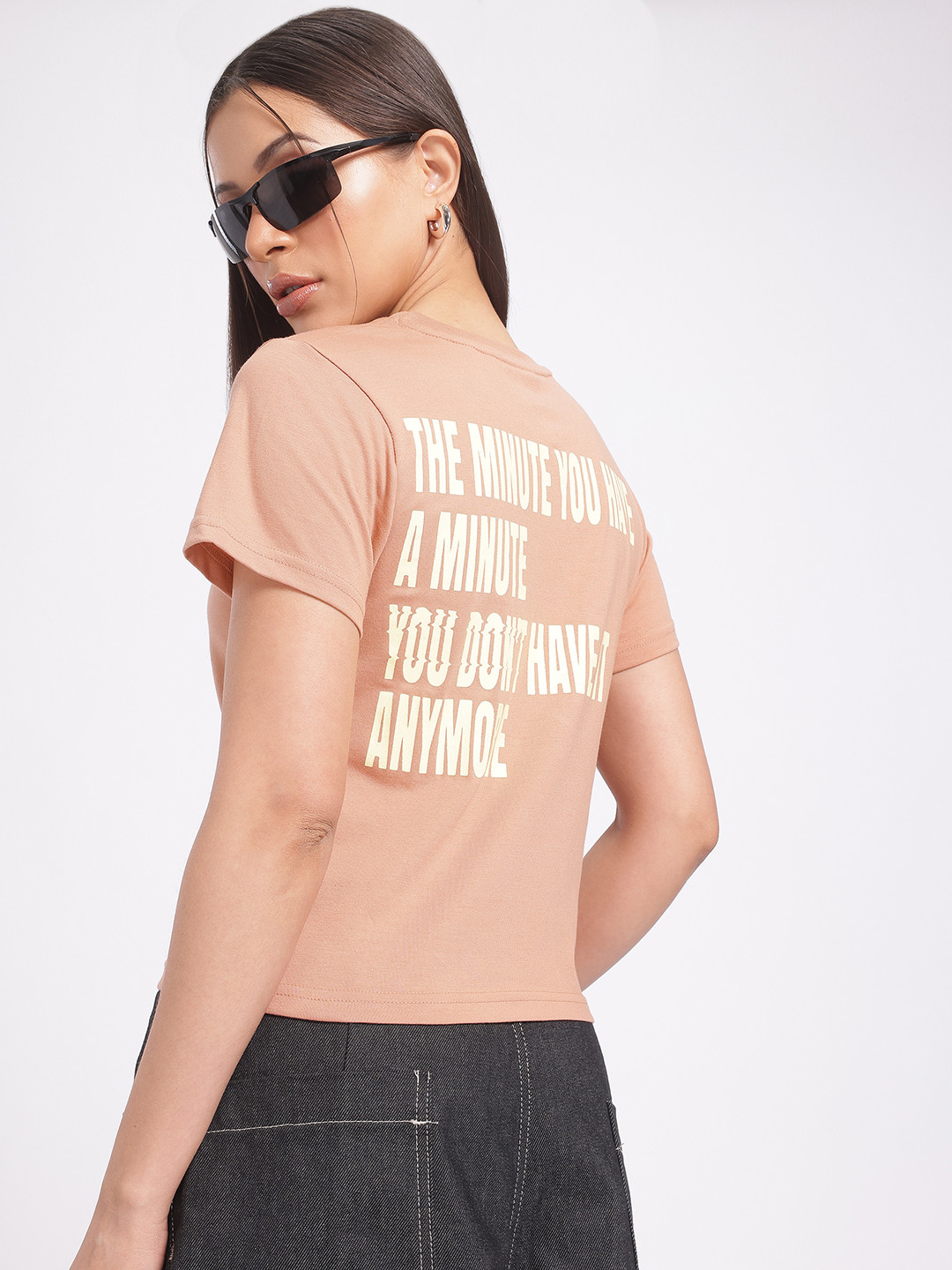 

glitchez Live Free Typography Snazz T-Shirt, Beige