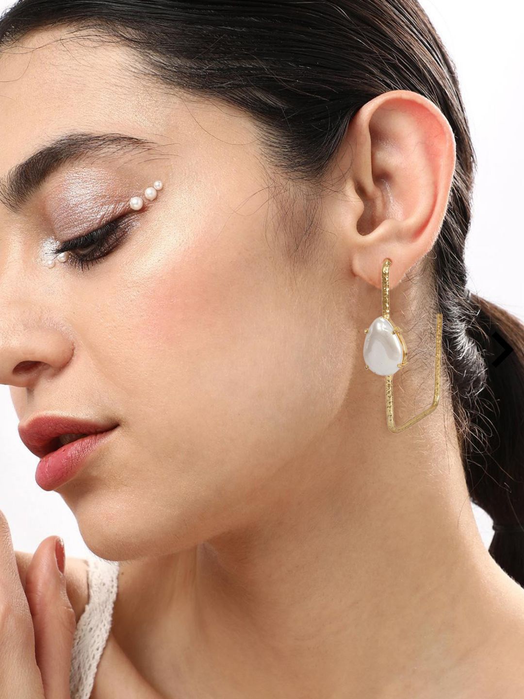 

Yinara Gold Plated Pearls Studded Contemporary Drop Earrings