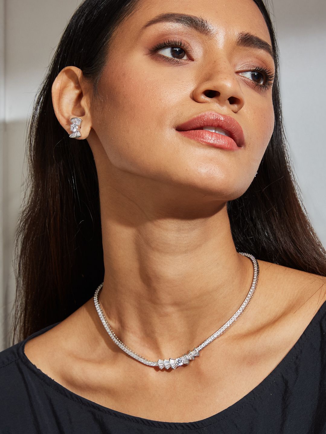 

Yinara Silver-Plated CZ-Studded Jewellery Set