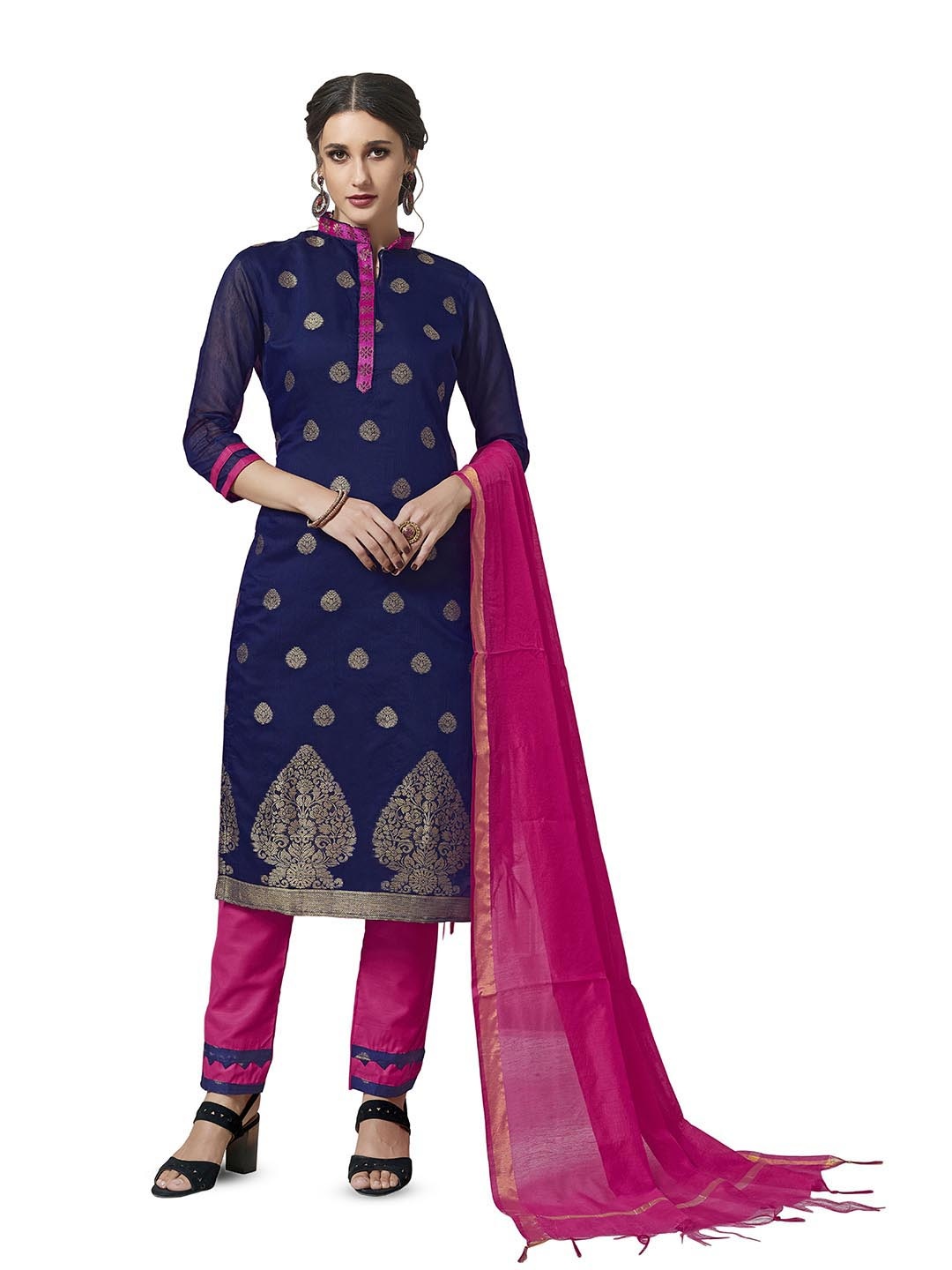 

Maroosh Ethnic Motifs Woven Design Unstitched Dress Material, Blue