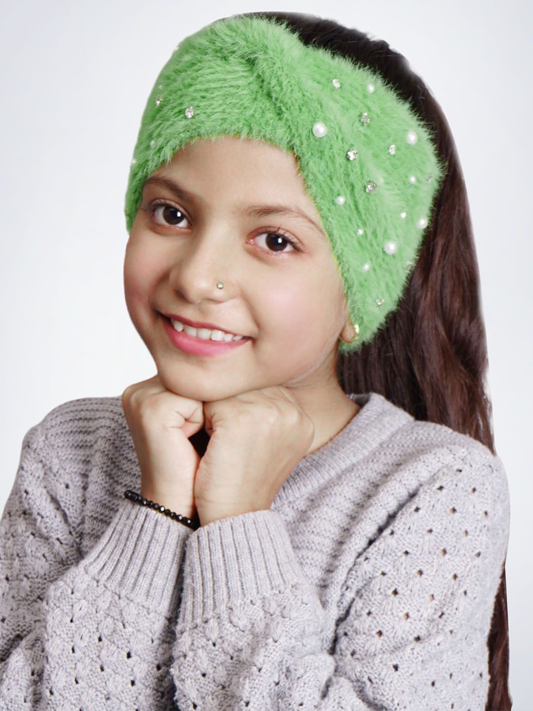 

Bharatasya Girls Knitted Headband, Green