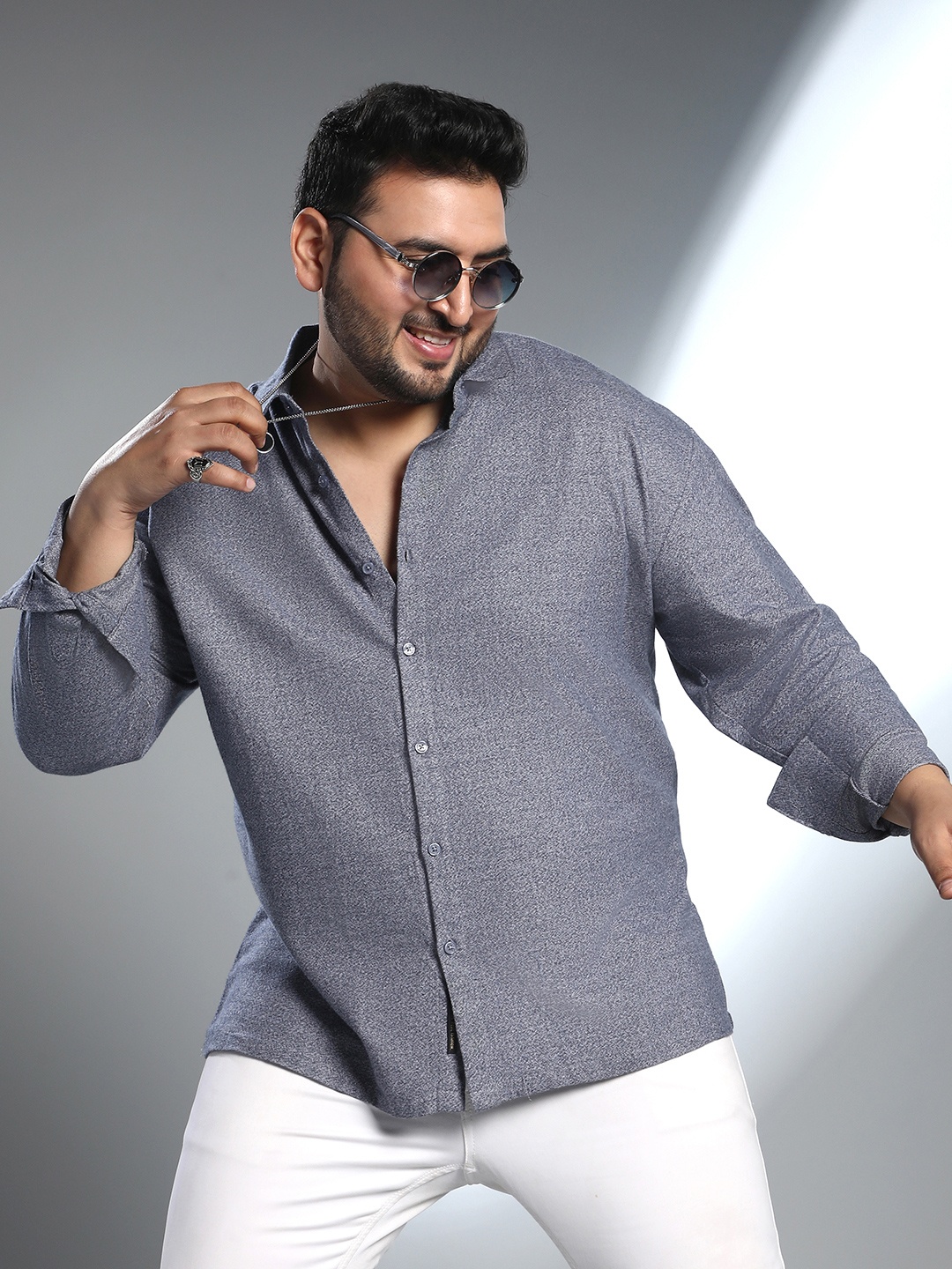

Instafab Plus Size Men Comfort Solid Cotton Casual Shirt, Grey