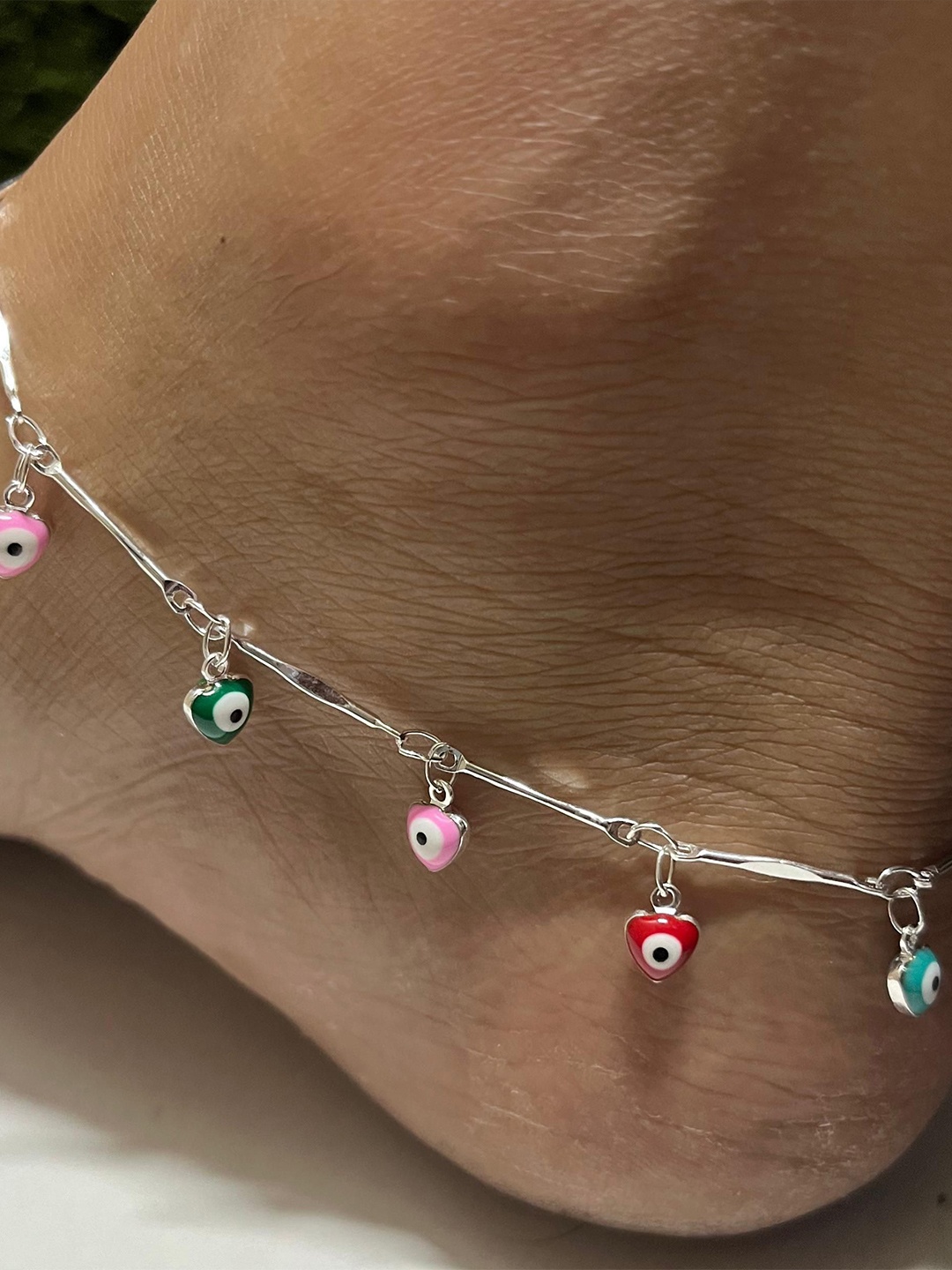 

Palli Creation Set Of 2 Silver-Plated Stone Studded Anklets