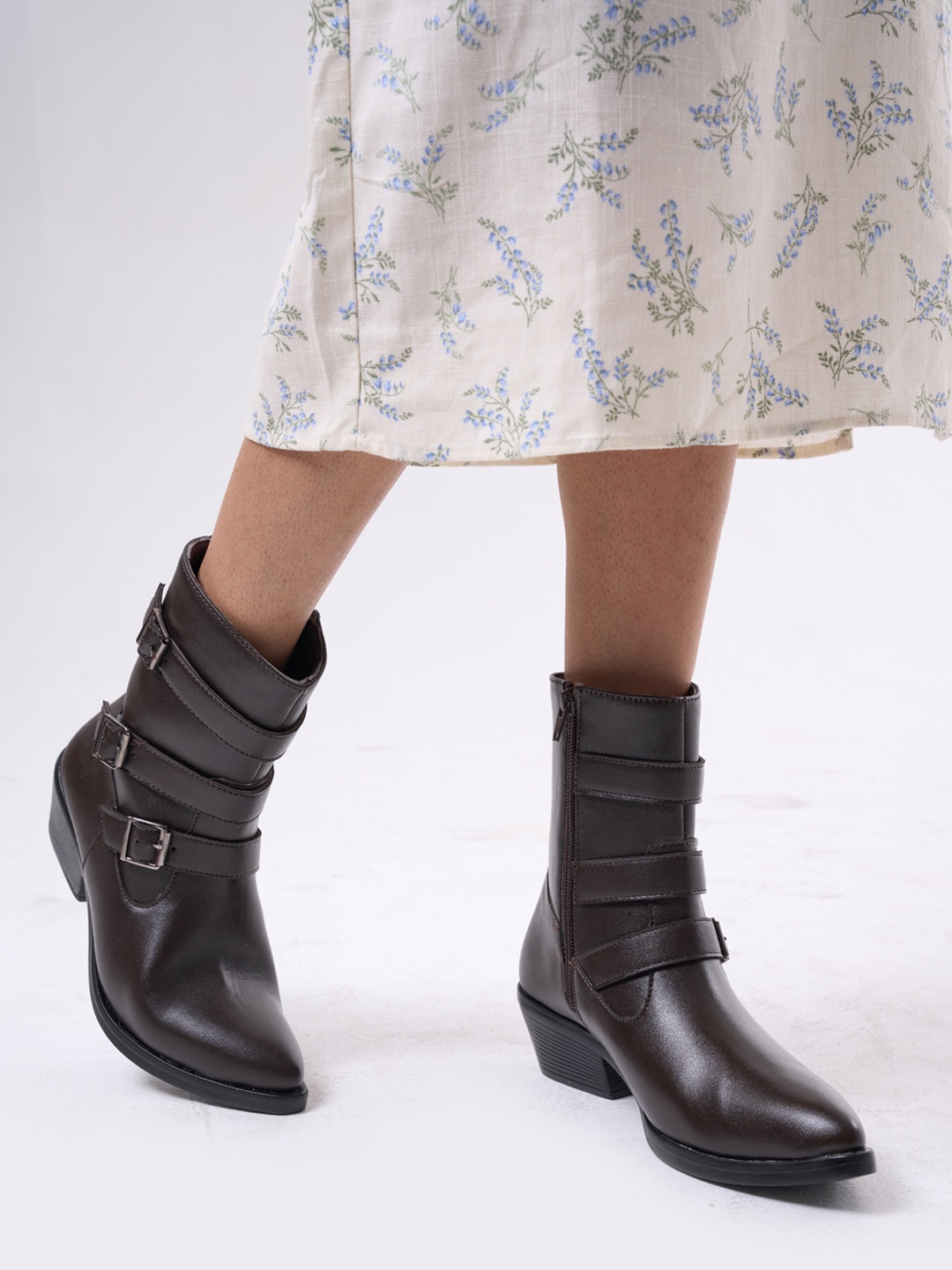 

FAUSTO Women Casual Platform-Heeled Winter Boots, Black