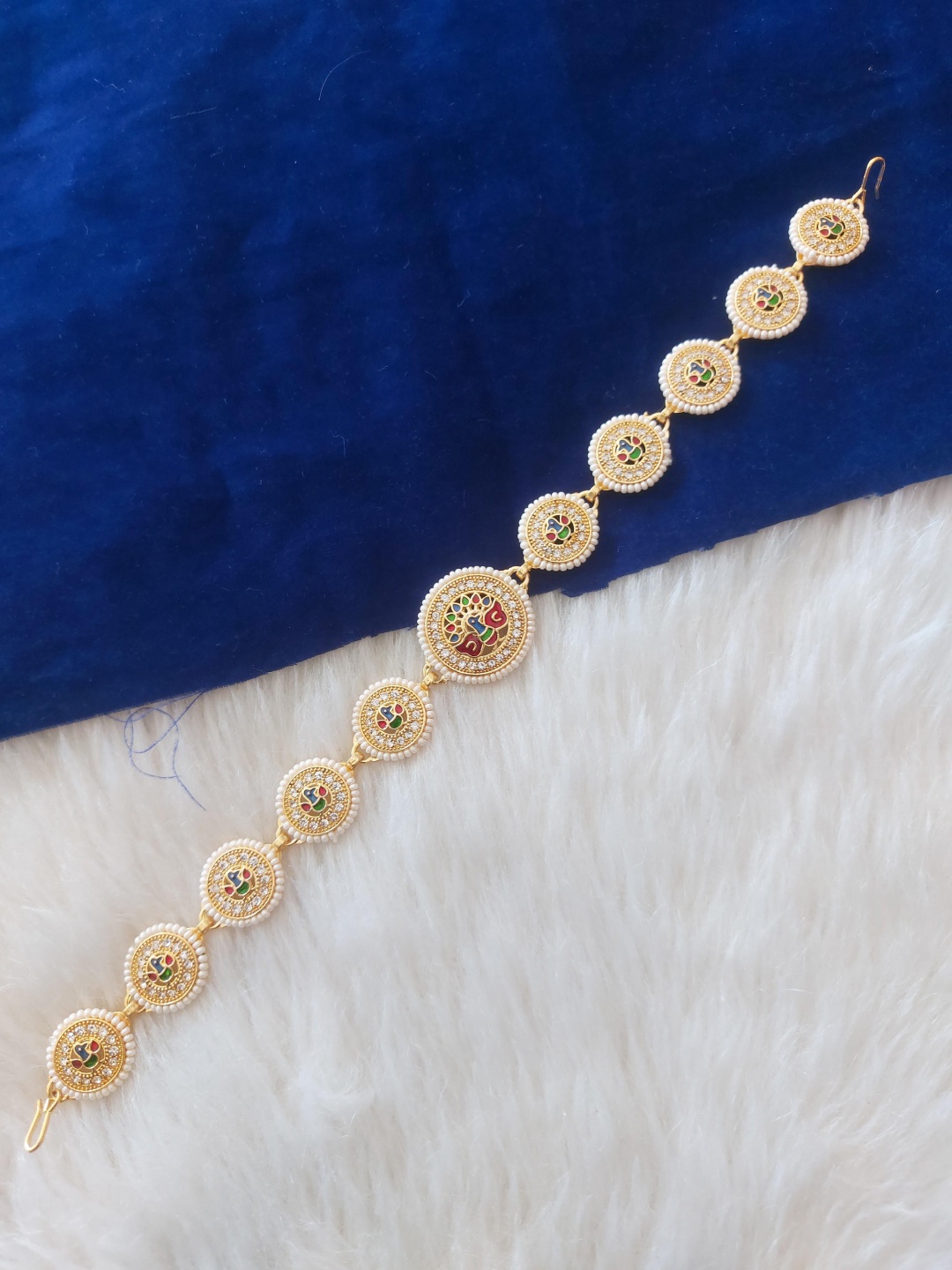 

MEIRA JEWELLERY Artificial Stones Studded Matha Patti Head Jewellery, Gold