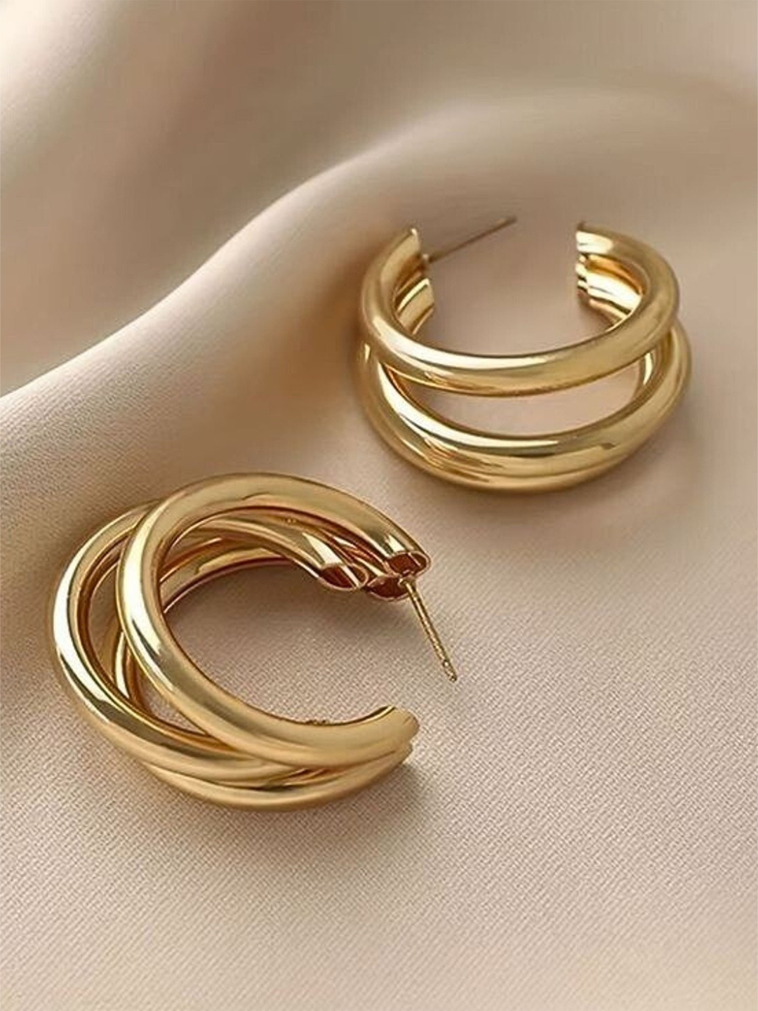 

UnfoldSelf Contemporary Half Hoop Earrings, Gold