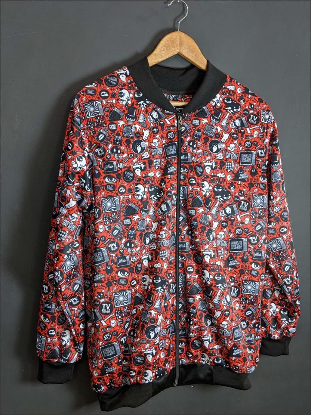 URBAN PITARA Men Floral Lightweight Outdoor Bomber Jacket, Red