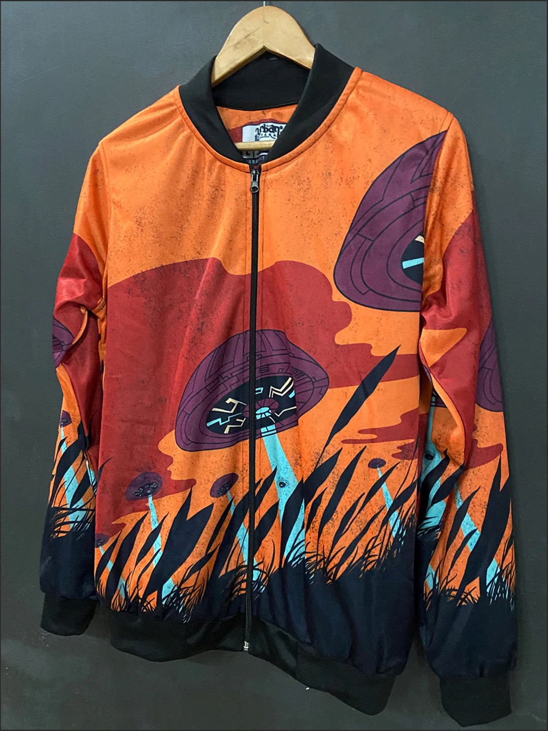 

URBAN PITARA Men Lightweight Outdoor Bomber with Patchwork Jacket, Orange