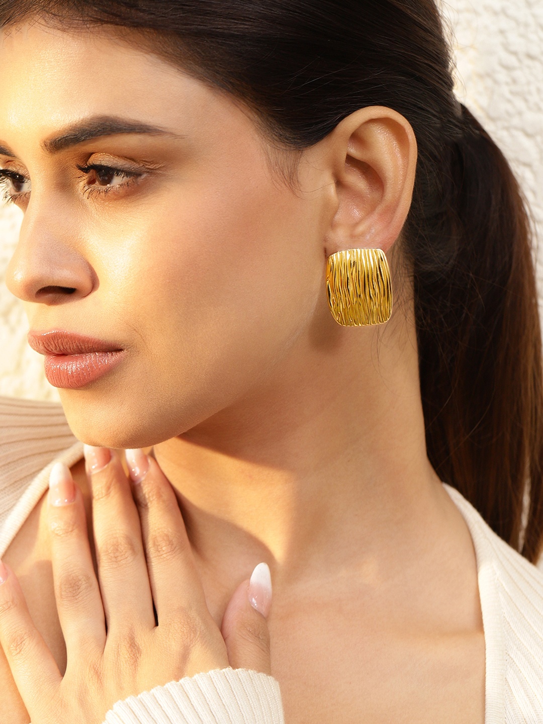 

Rubans Voguish 18K Gold-Plated Stainless-Steel Tarnish-Free Demi-Fine Oversized Studs