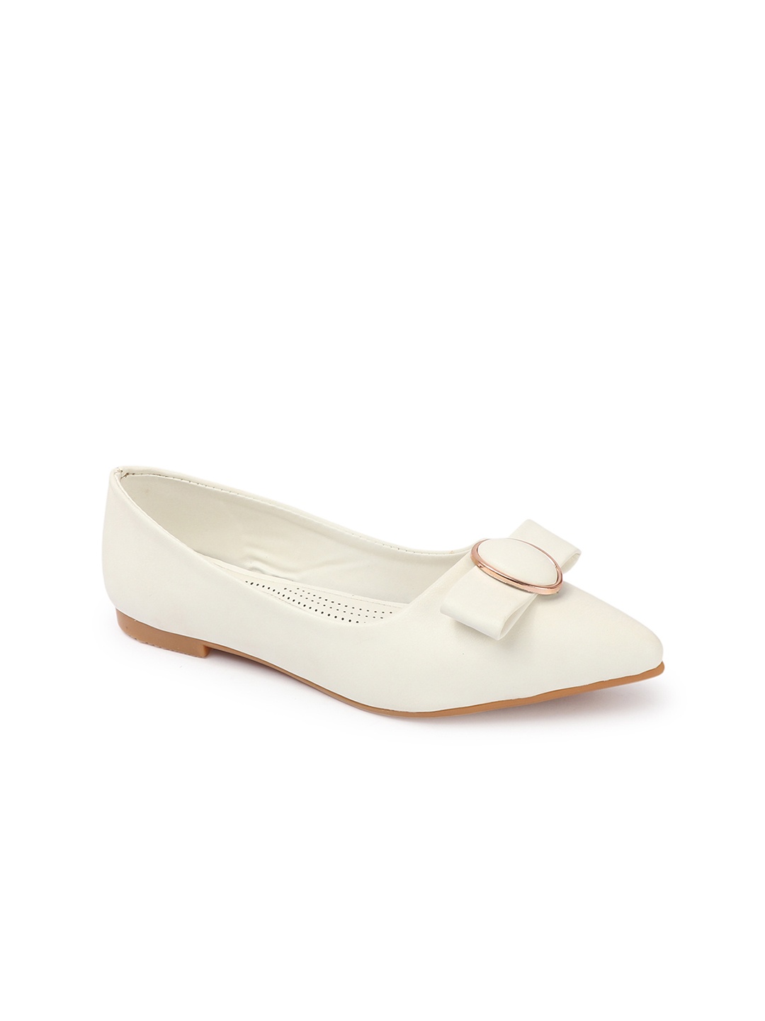 

DressBerry Women Embellished Ballerinas with Bows Flats, White
