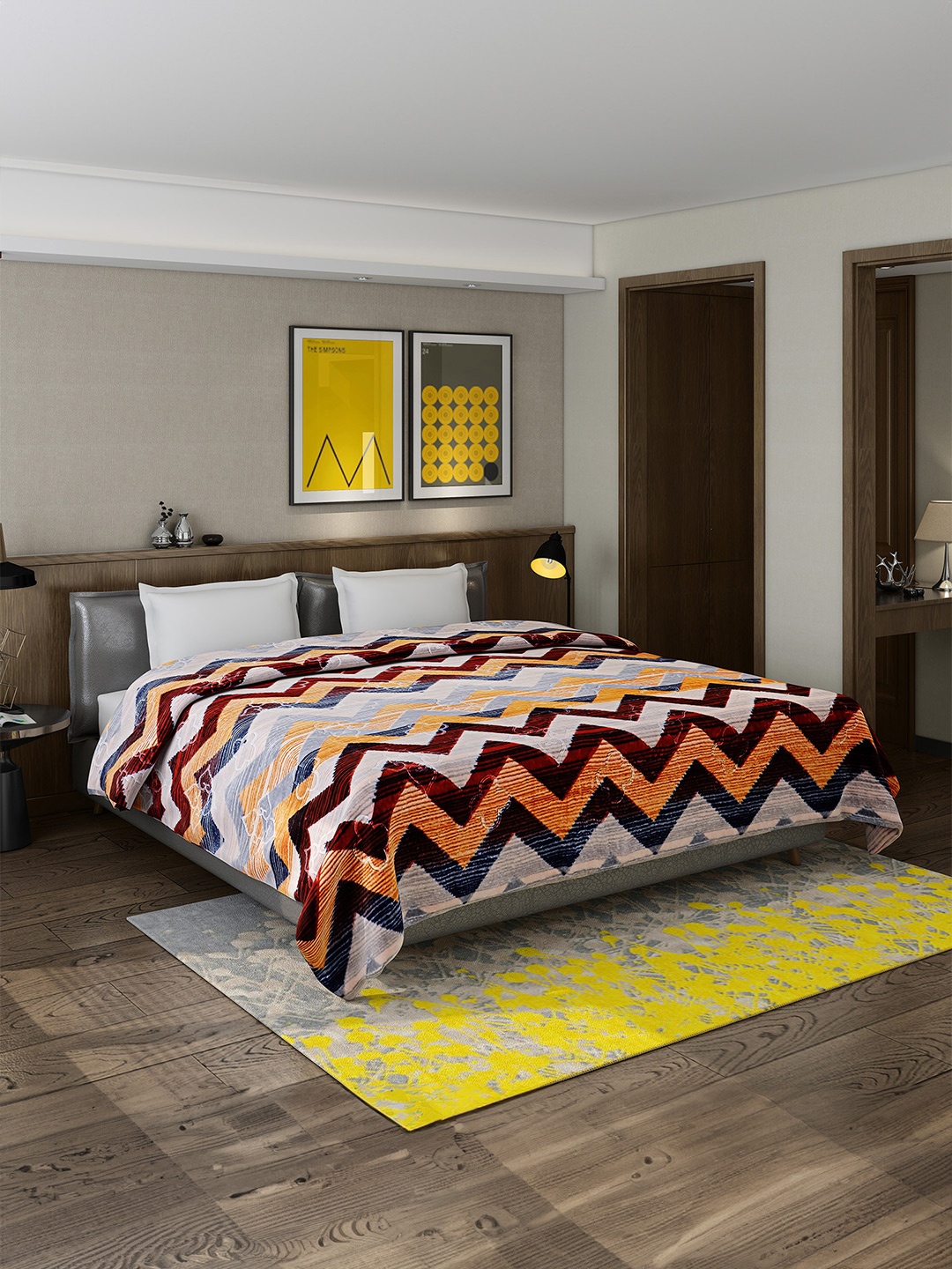 

Monte Carlo Orange Colored & Brown Printed Heavy Winter 900 GSM Double Bed Blanket