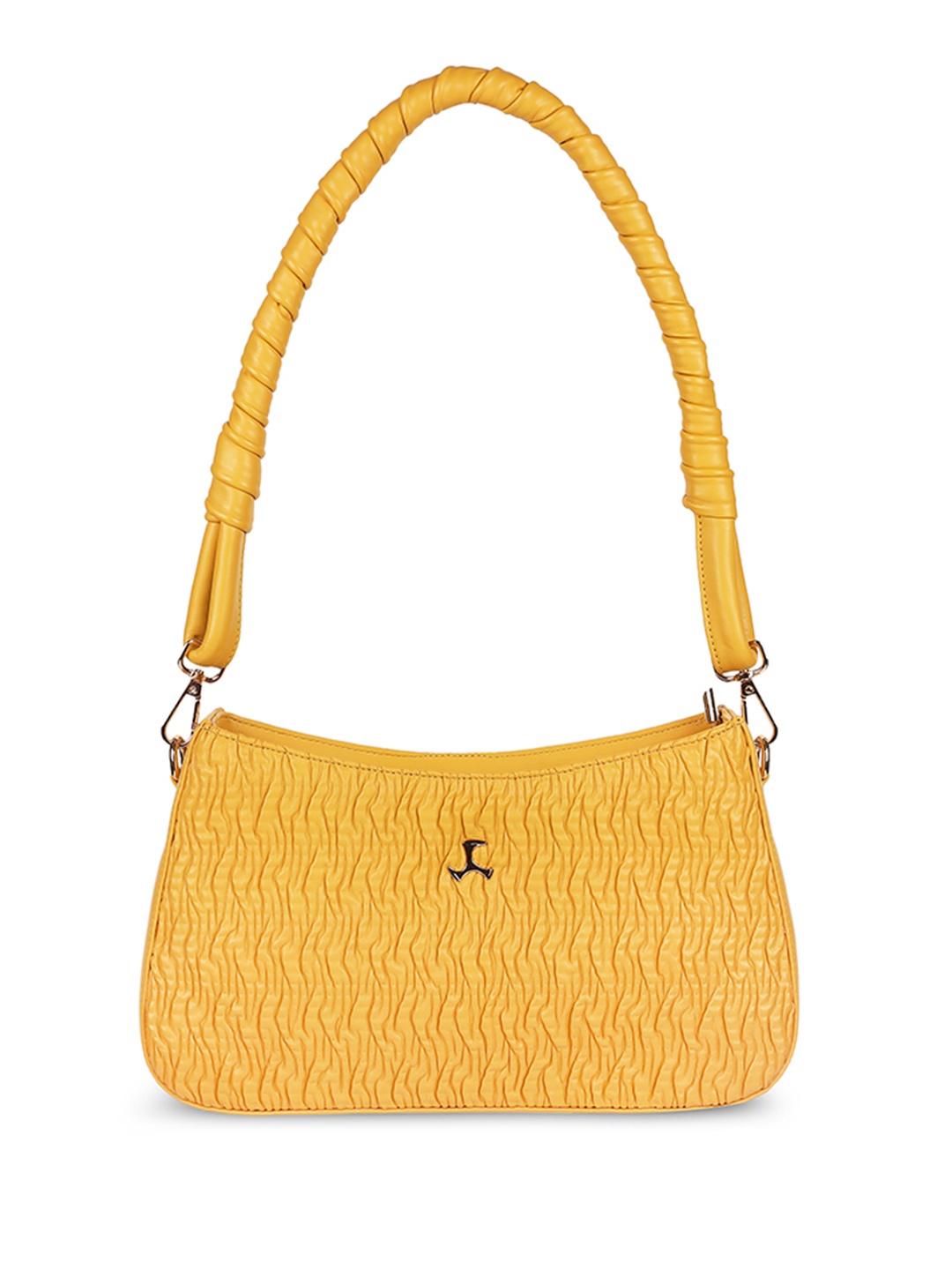 

Mochi Women Textured Structured Shoulder Bag, Yellow