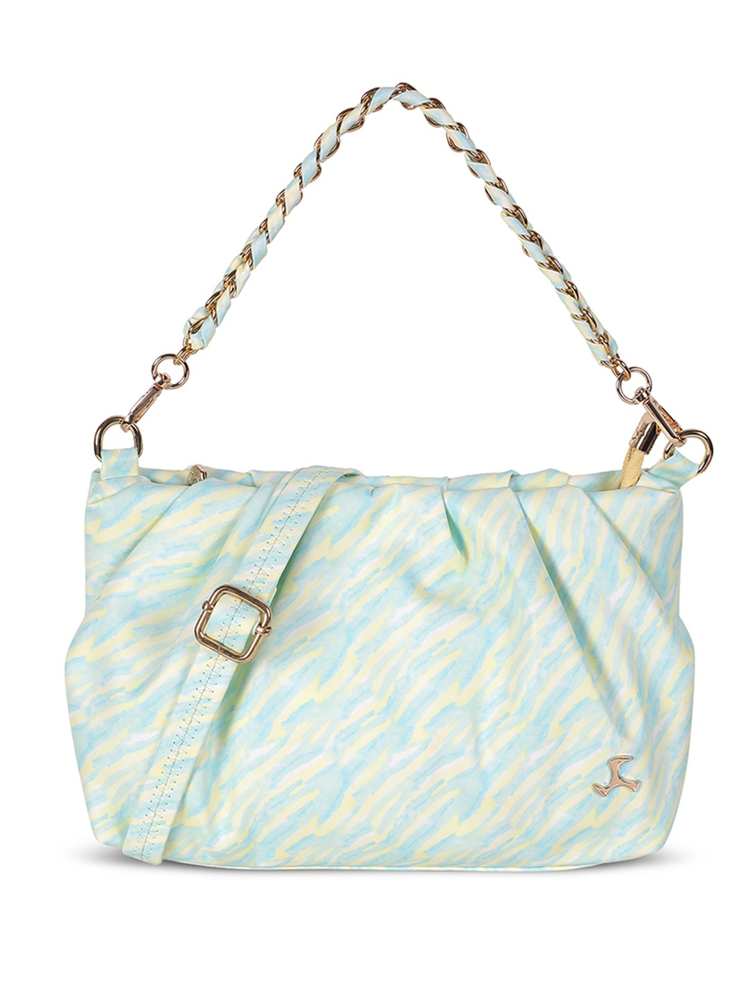 

Mochi Women Abstract Printed Half Moon Handheld Bag, Yellow
