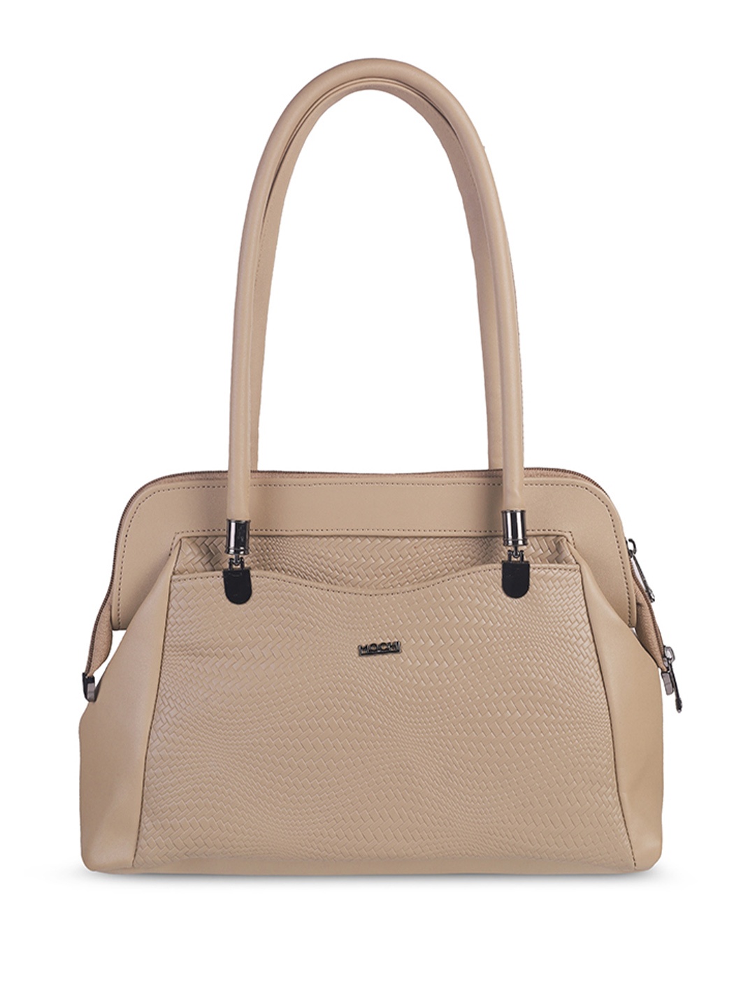 

Mochi Women Textured Bowling Shoulder Bag, Beige