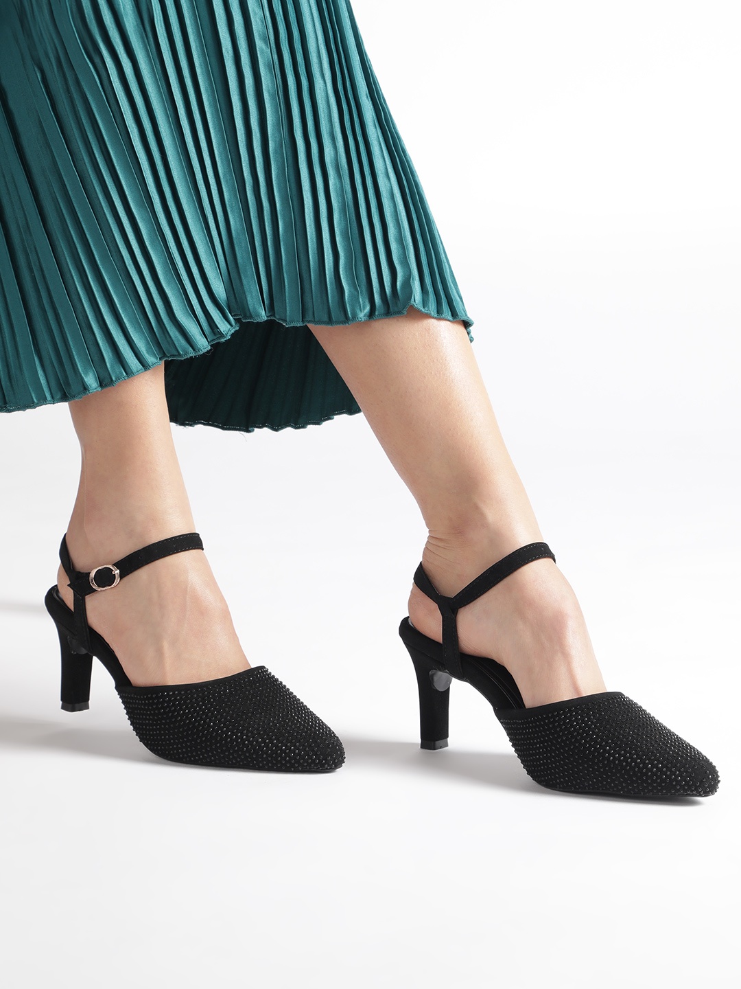 

Marc Loire Embellished Party Kitten Pumps, Black