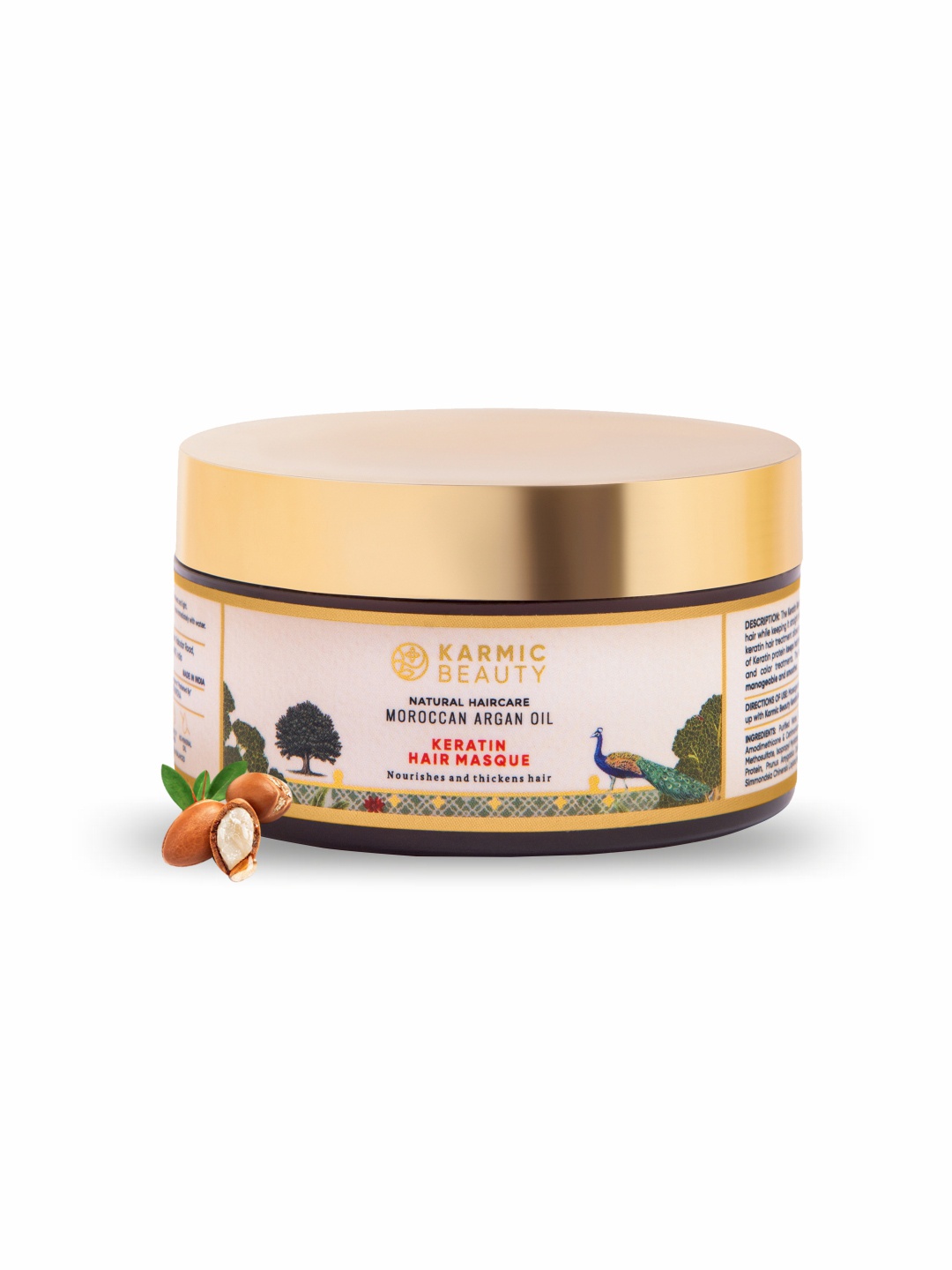 

KARMIC BEAUTY Organic Moroccan Argan Oil & Keratin Hair Masque For Thickening - 200 g, White