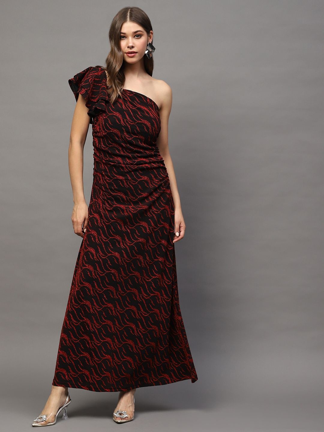 

Sera One Shoulder A-Line Maxi Dress, Black