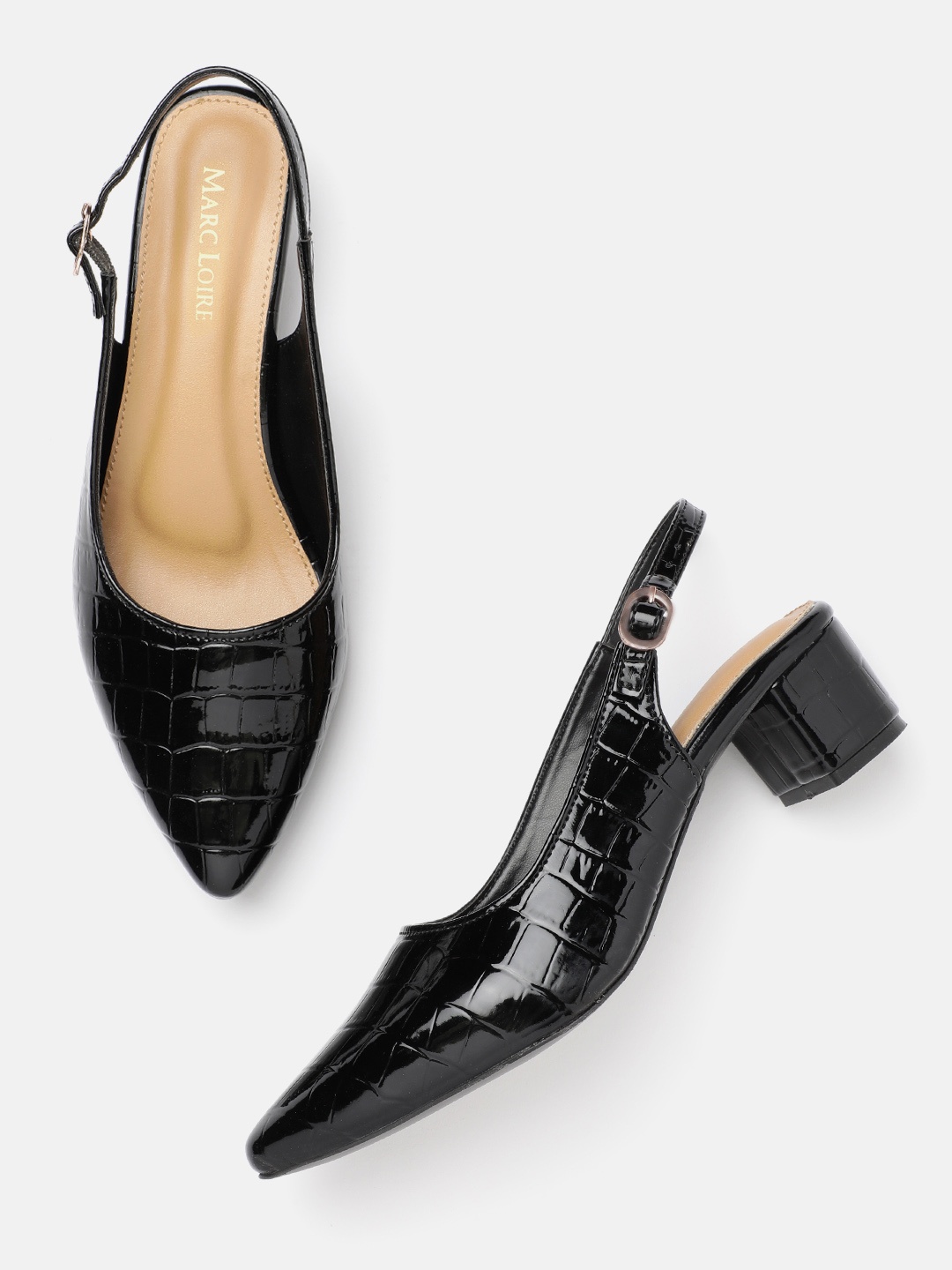 

Marc Loire Textured Party Block Pumps, Black