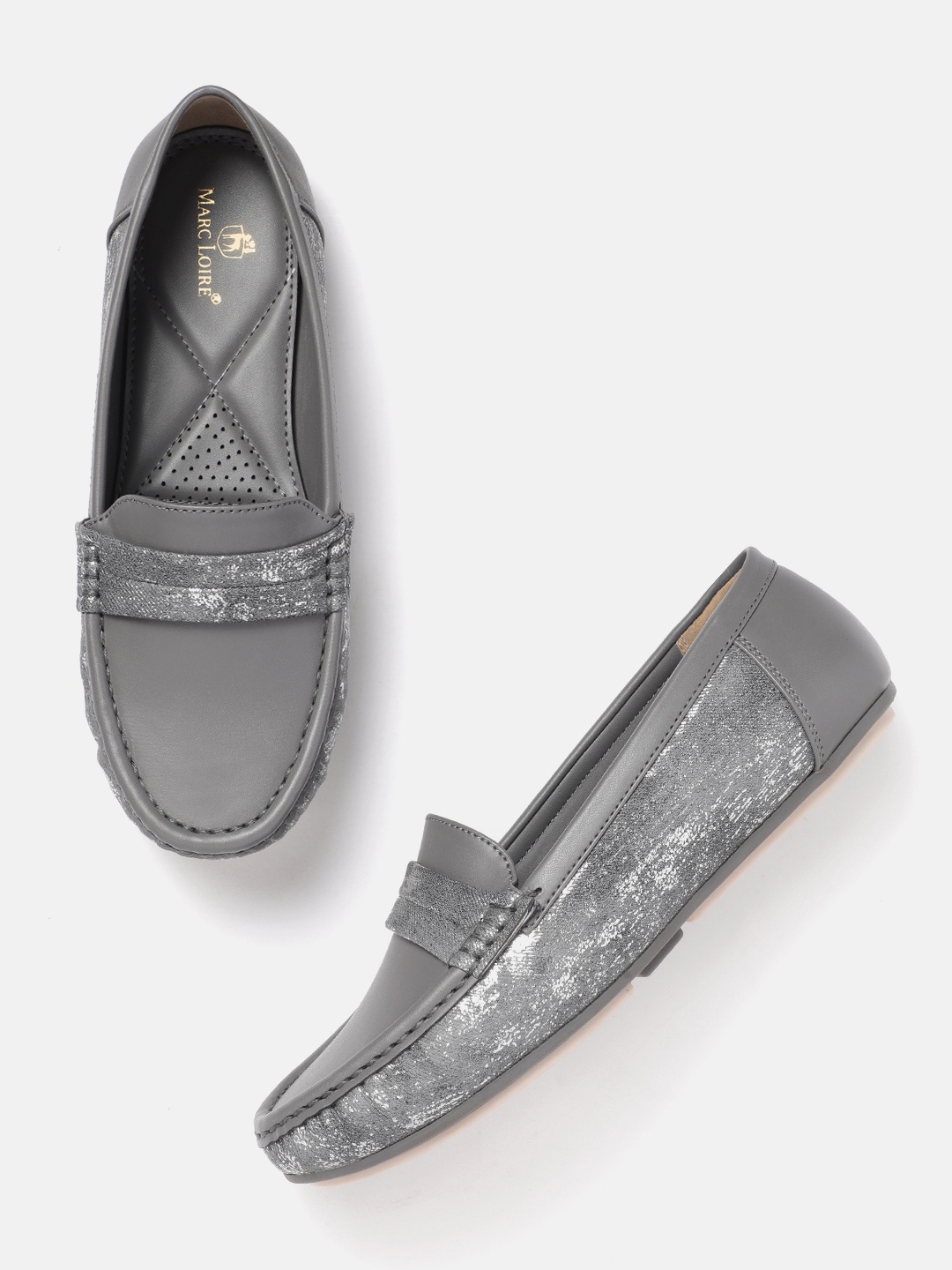 

Marc Loire Women Embellished Loafers, Grey melange