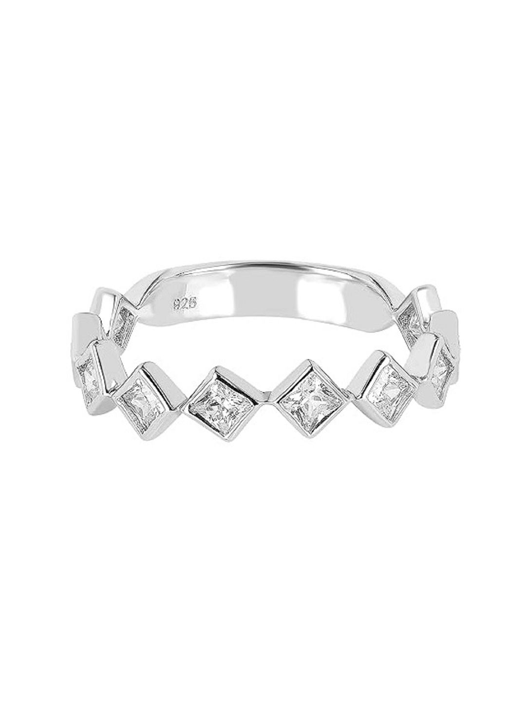 

ROOVI 925 Sterling Silver Silver-Plated AD-Studded Finger Ring