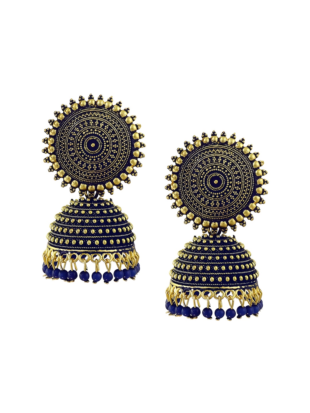 

JMBW INTERNATIONAL Gold-Plated Stone Studded Dome Shaped Jhumkas