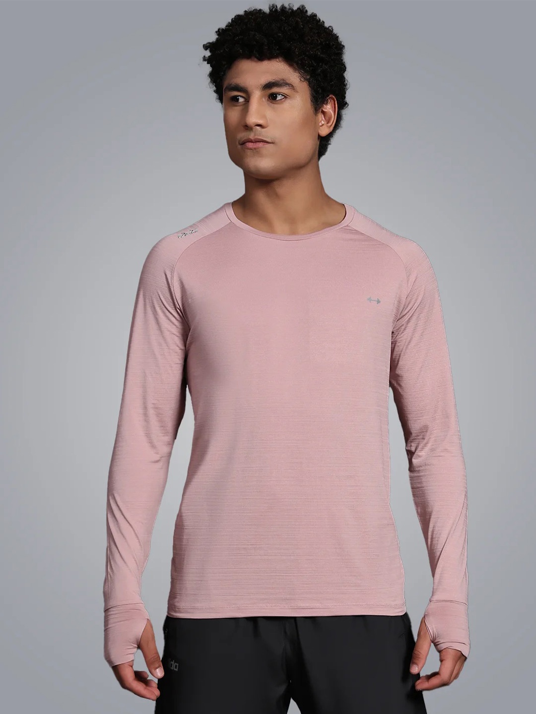 DIDA Men Dri-FIT Typography Printed Round Neck T-shirt, Lavender
