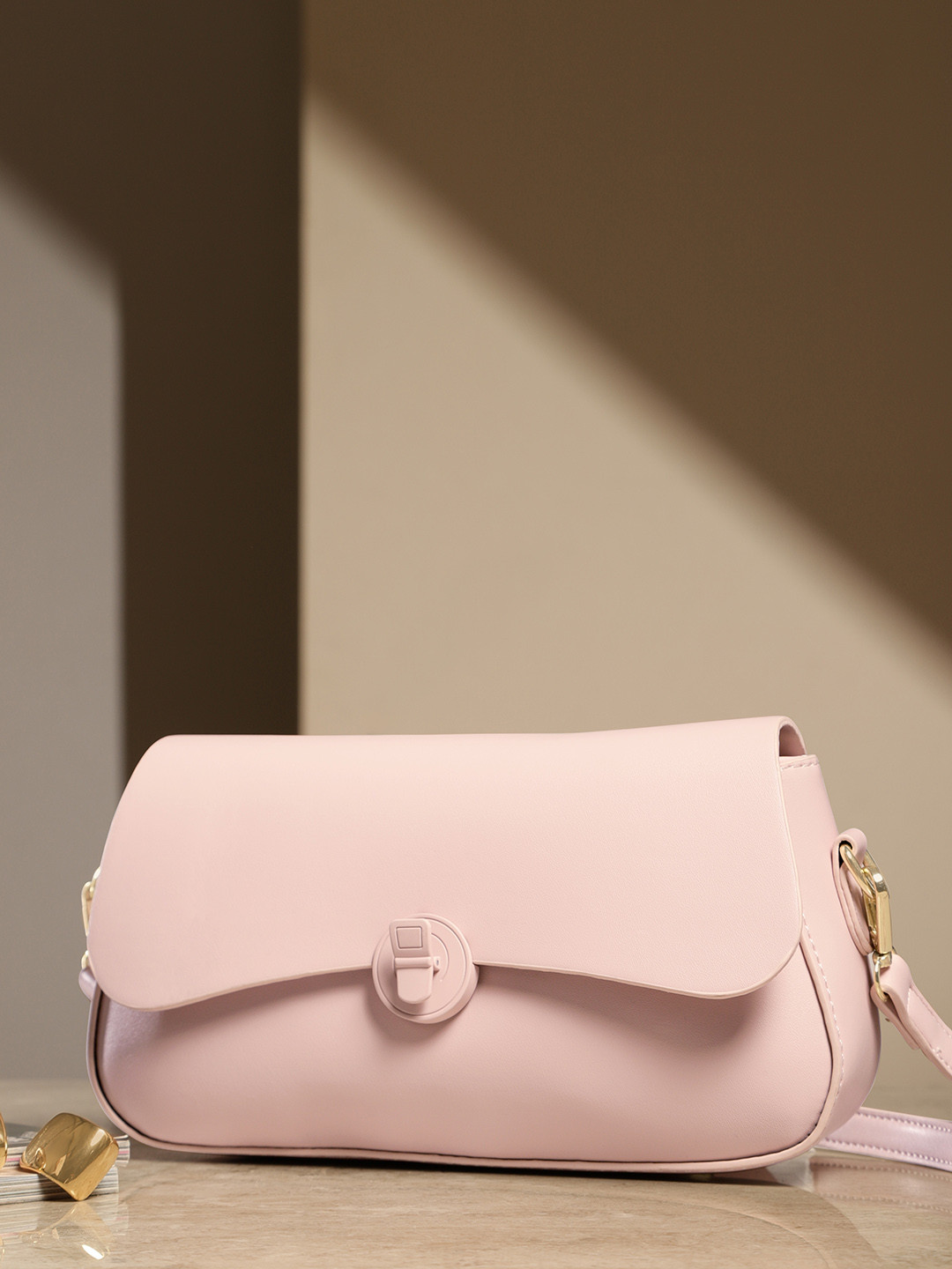 

French Connection PU Structured Sling Bag, Pink
