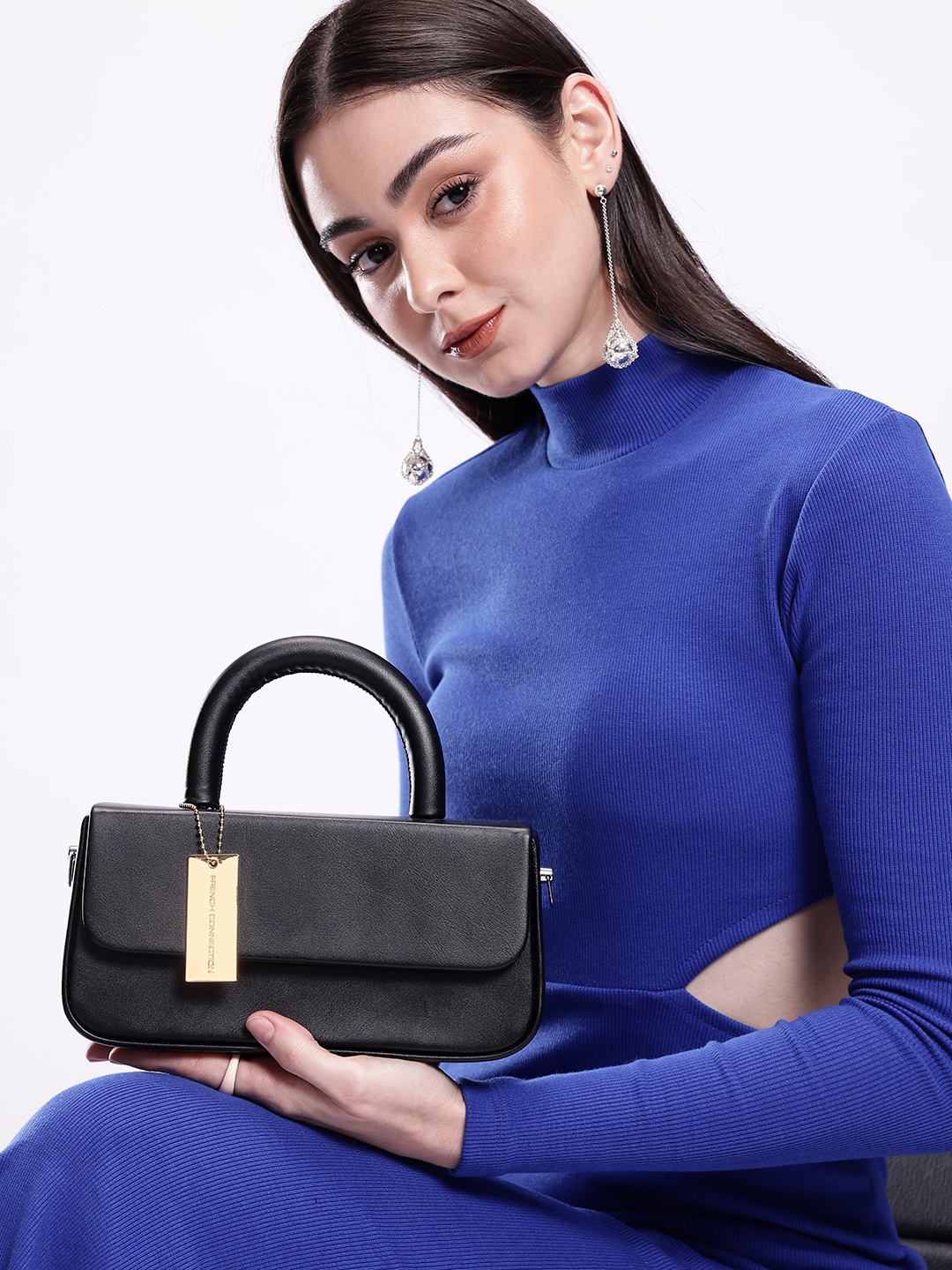 

French Connection Structured Handheld Bag, Black