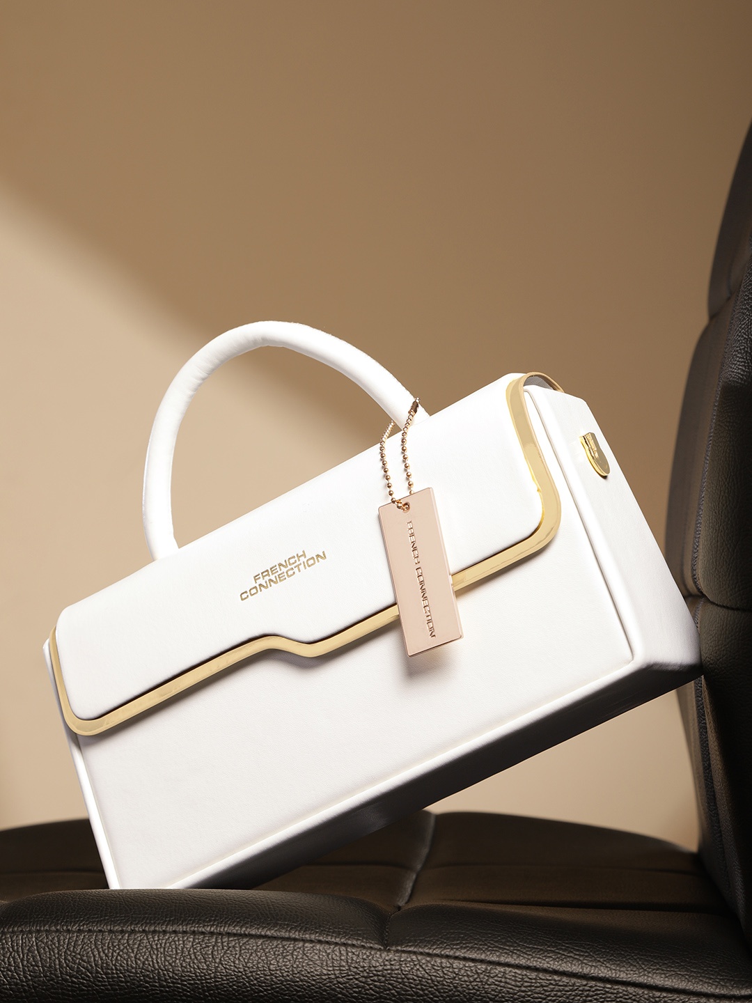 

French Connection Baguette Satchel, Off white